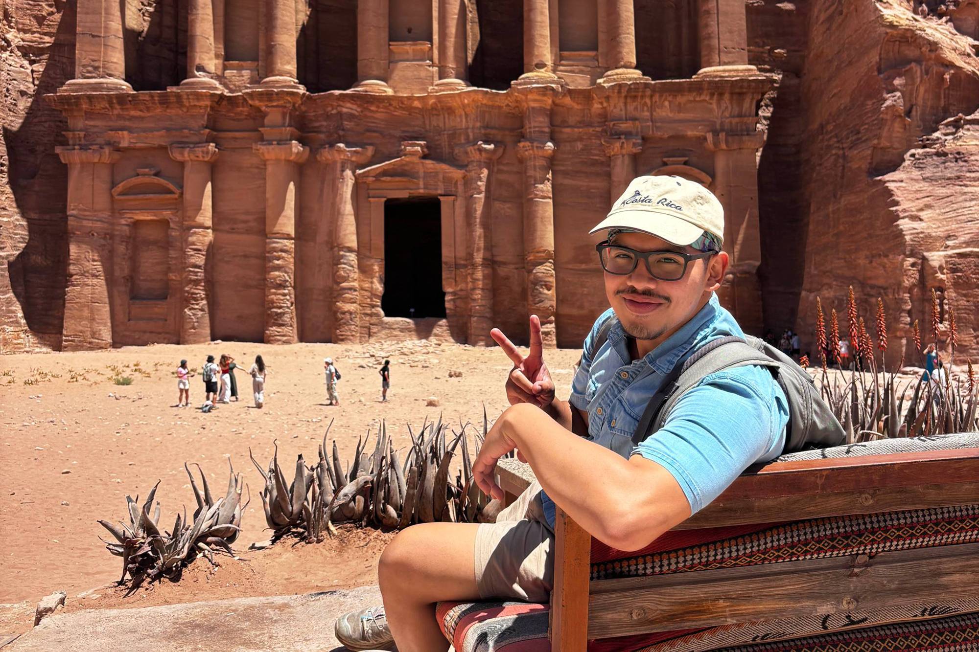 Michael Ngyuen in front of Petra in Jordan
