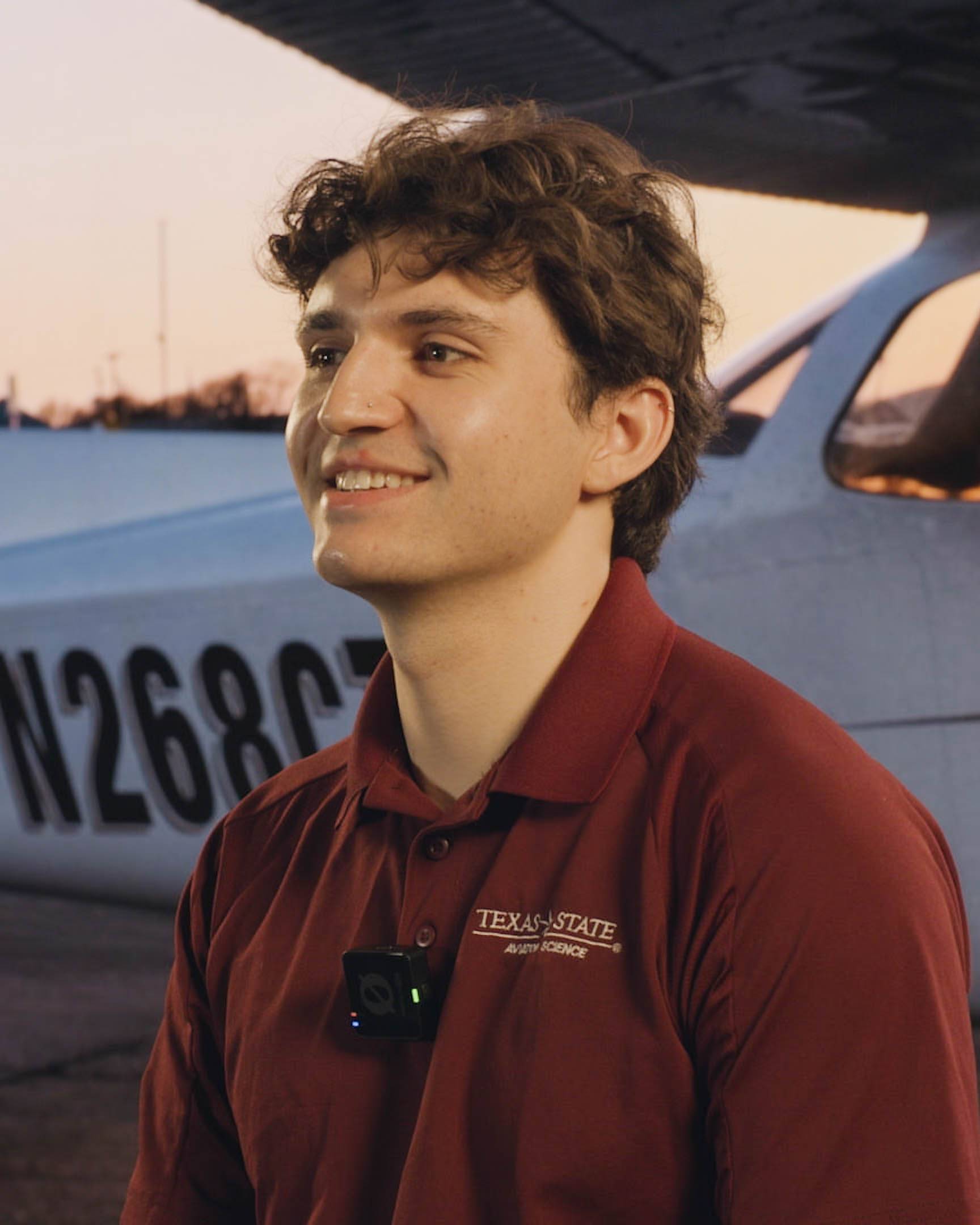 Ian Fitzpatrick smiles during an aviation interview