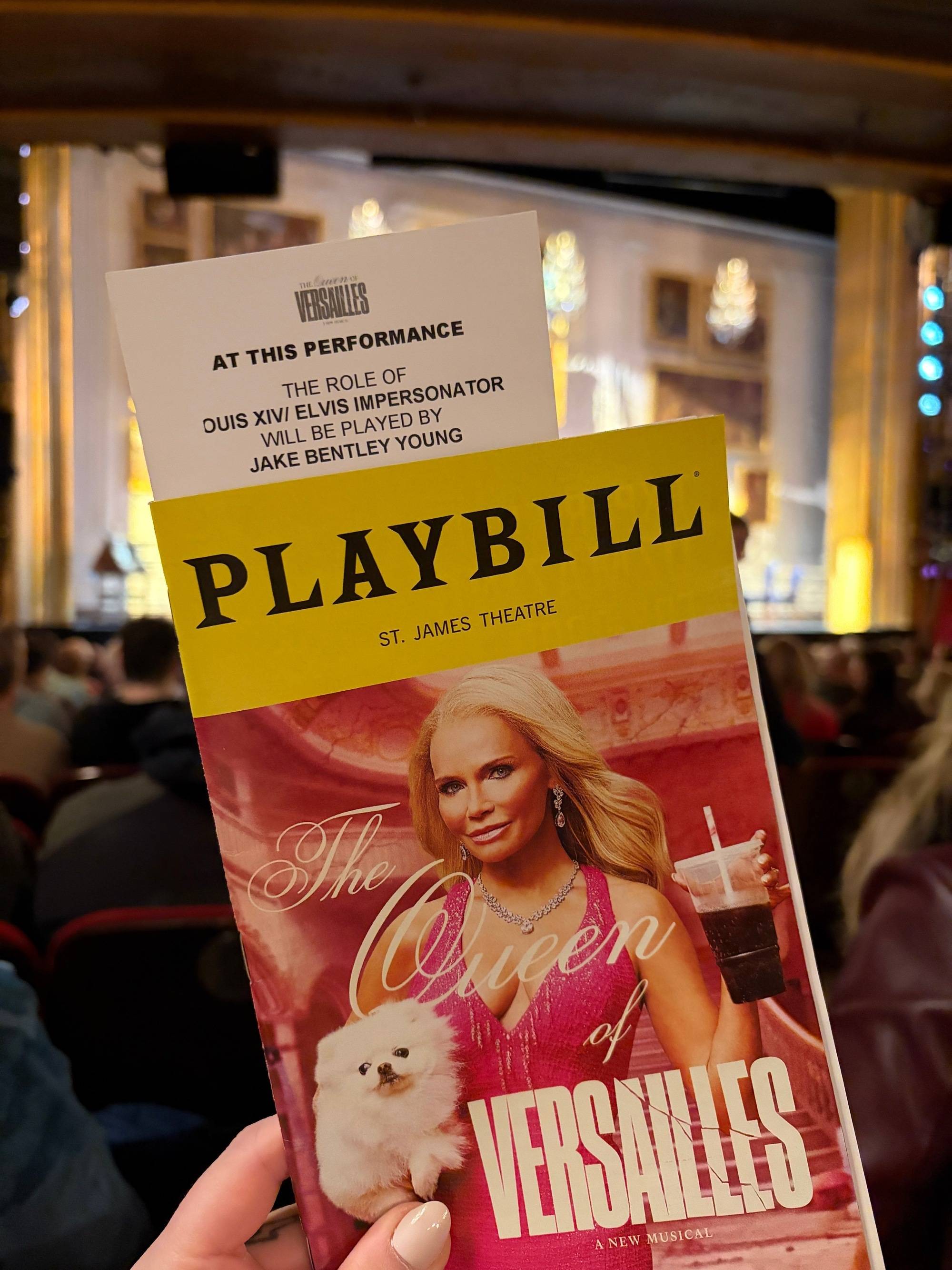 playbill for The Queen of Versailles that shows Jake Young will be playing a role in the night's performance. 