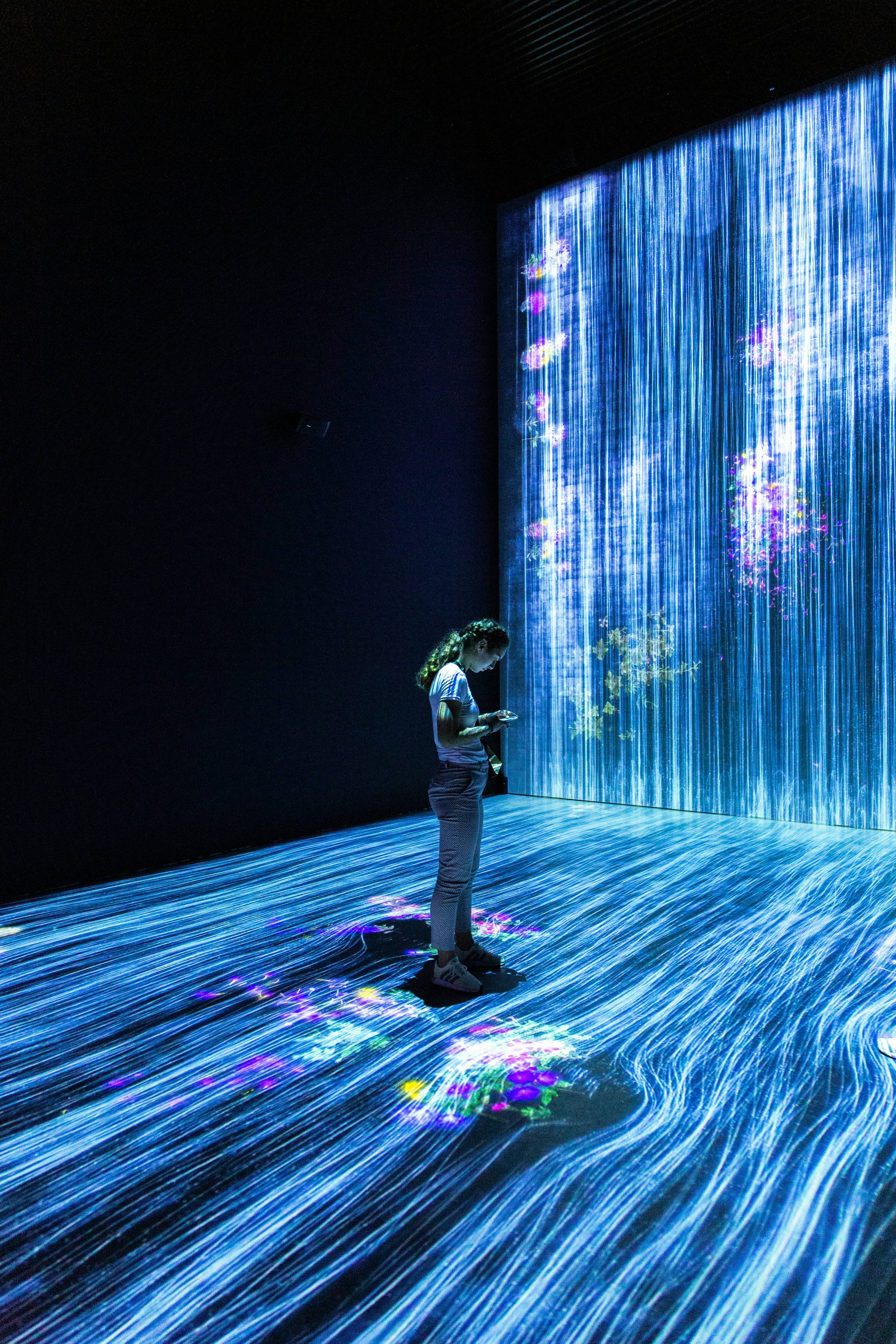 woman standing in coding and light