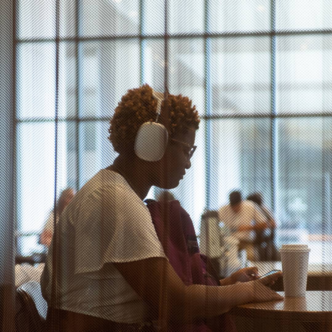 A student using her phone