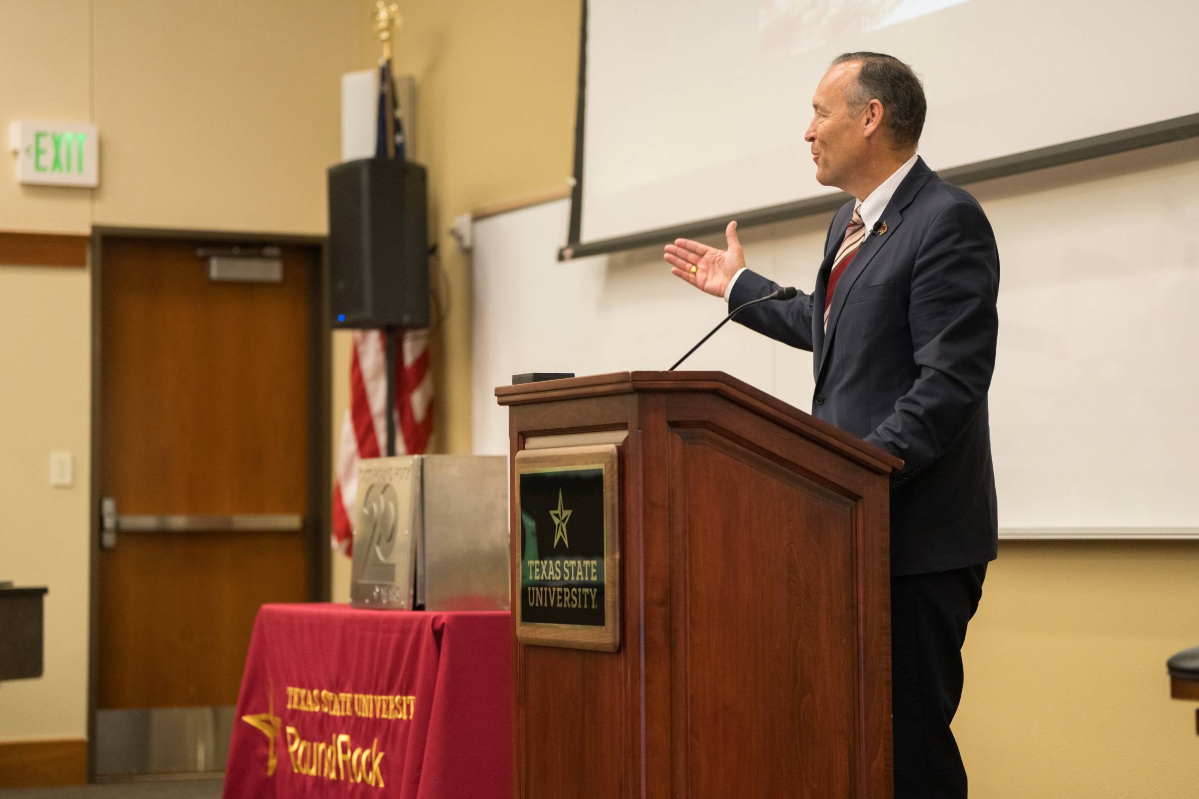 President Damphousse addressing the audience