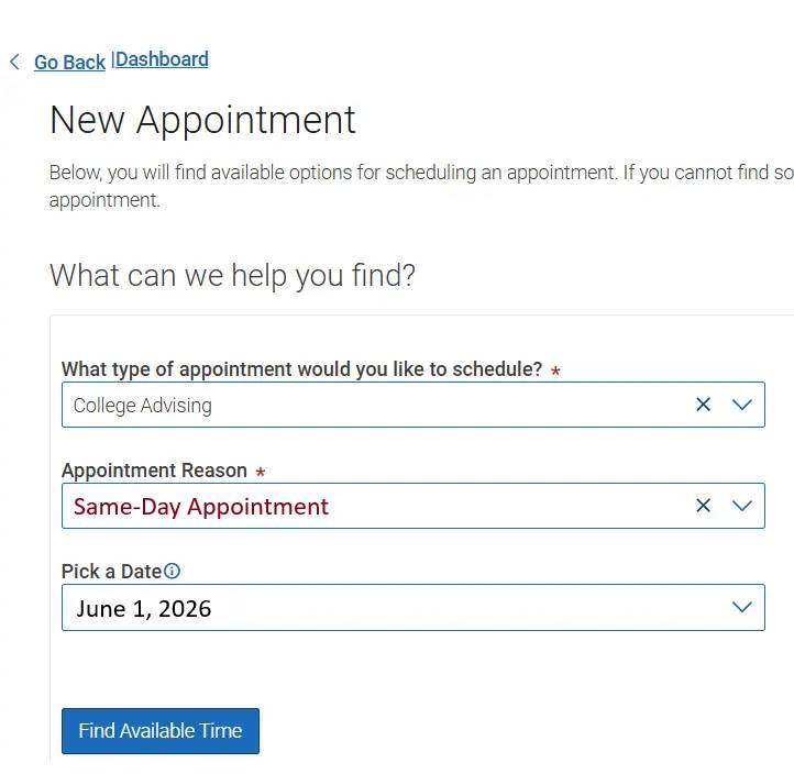 Choose same-day appointment