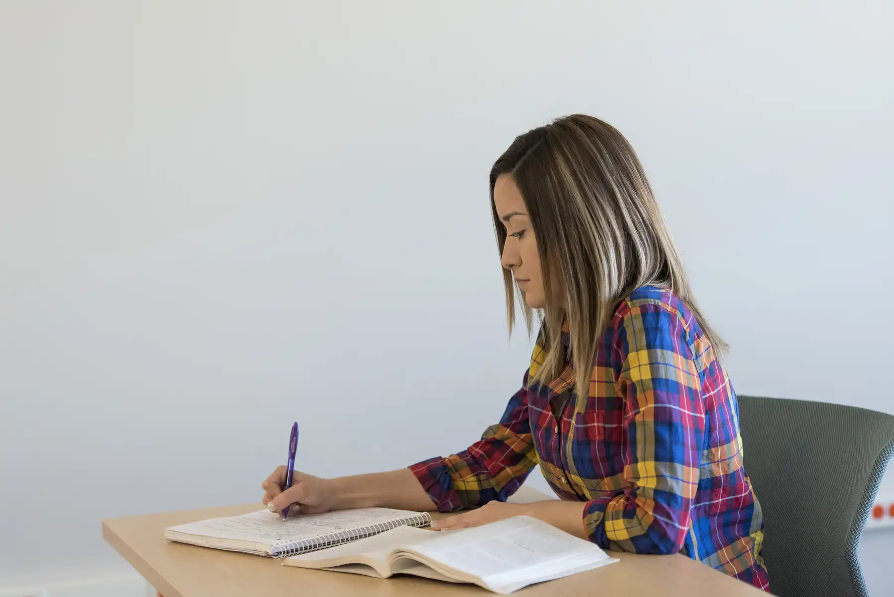 student studying at the desk