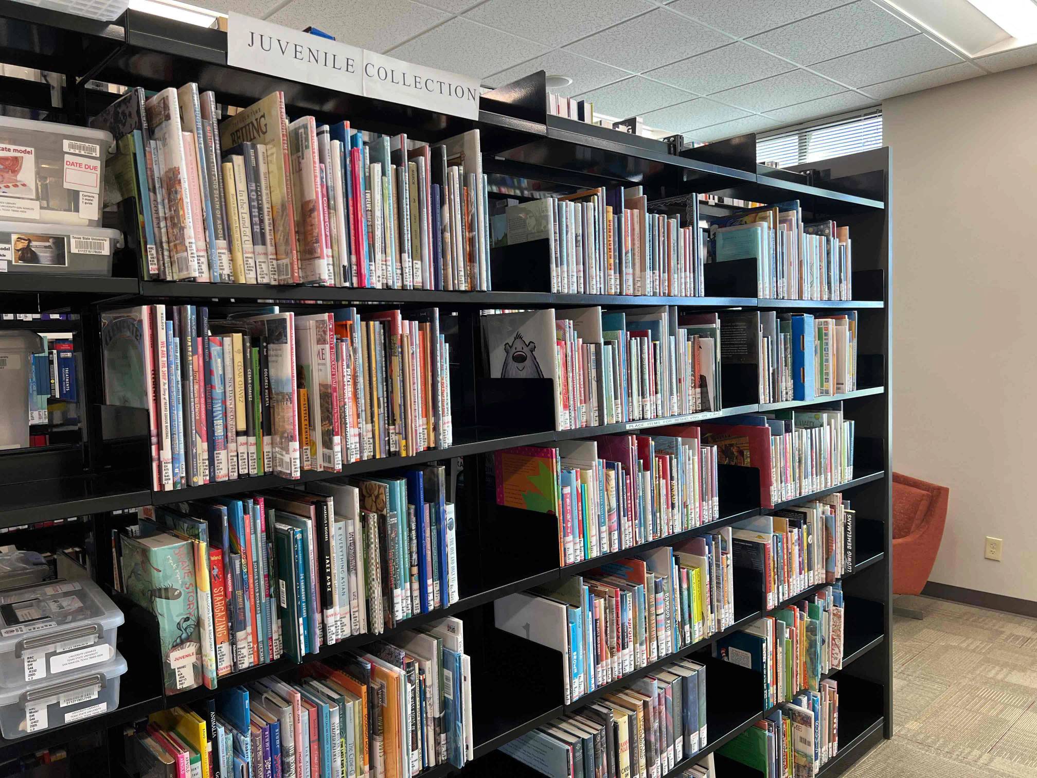 Shelves containing juvenile books