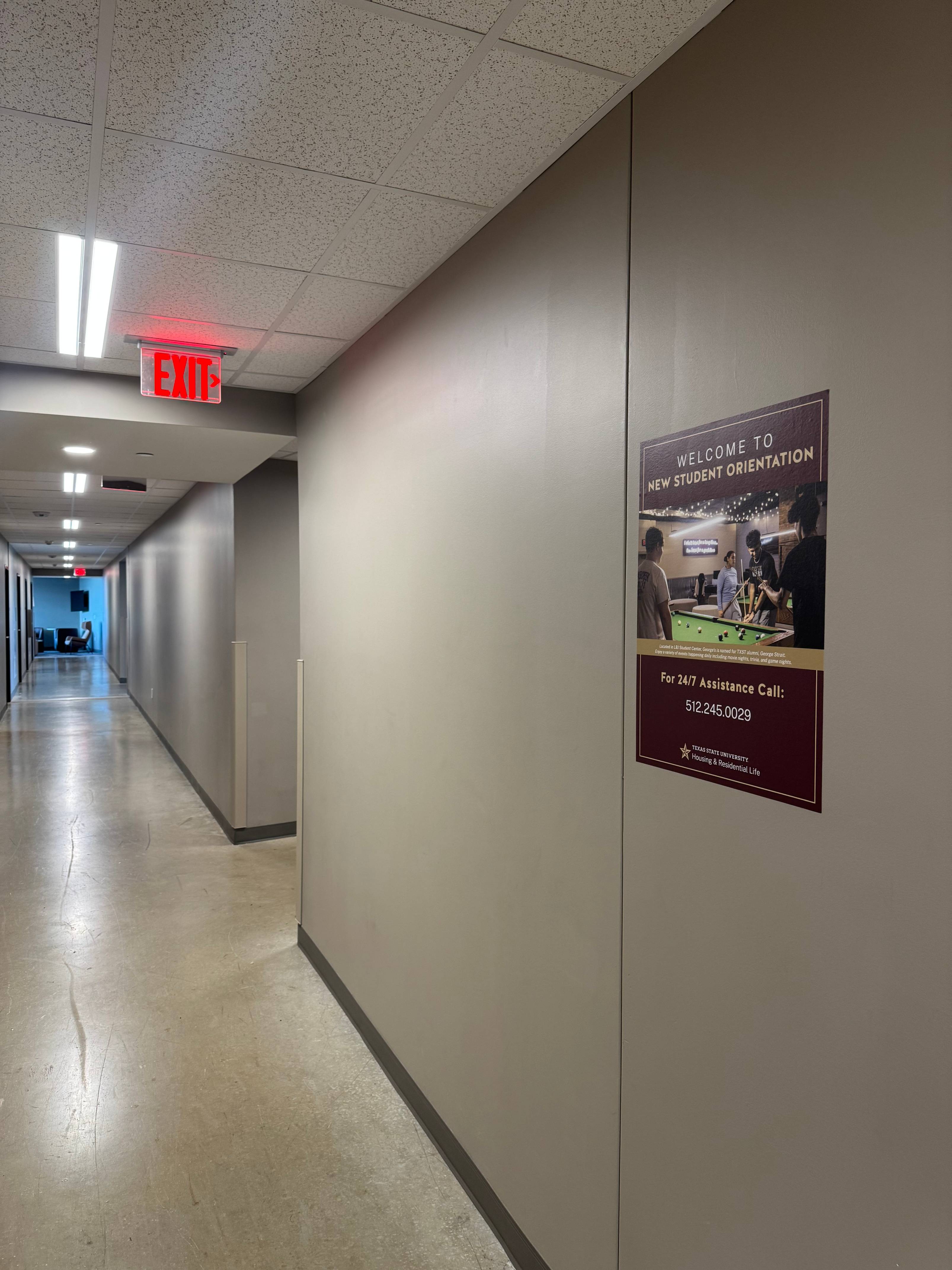 Wall decal for new student orientation in the hallway