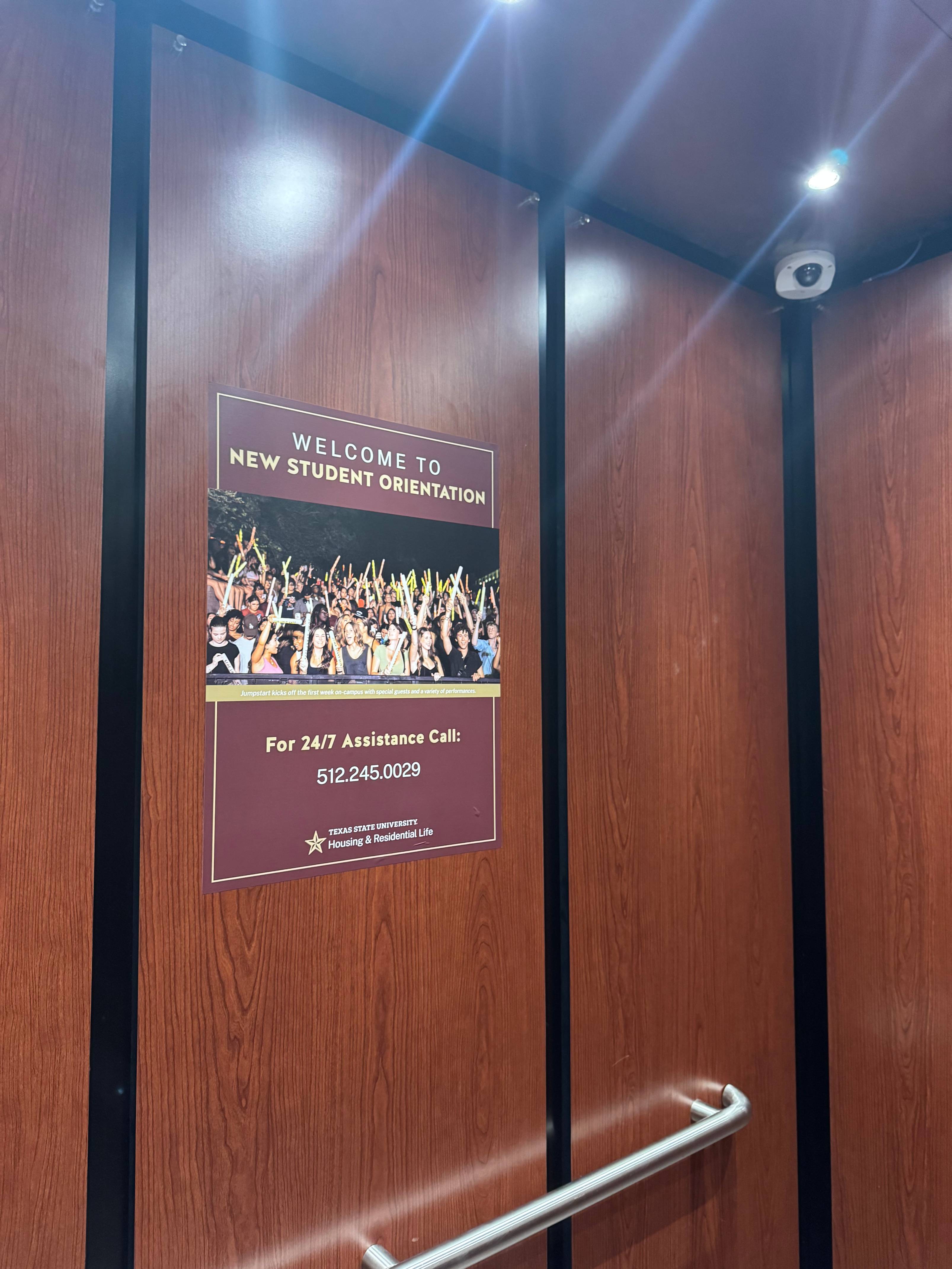 Wall decal for new student orientation in the hallway