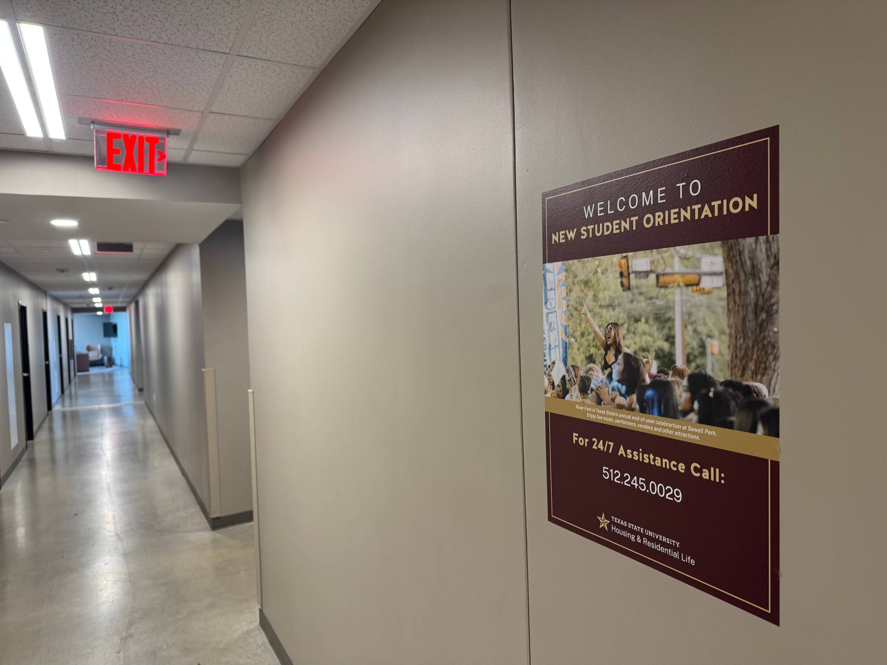 Wall decal for new student orientation in the hallway