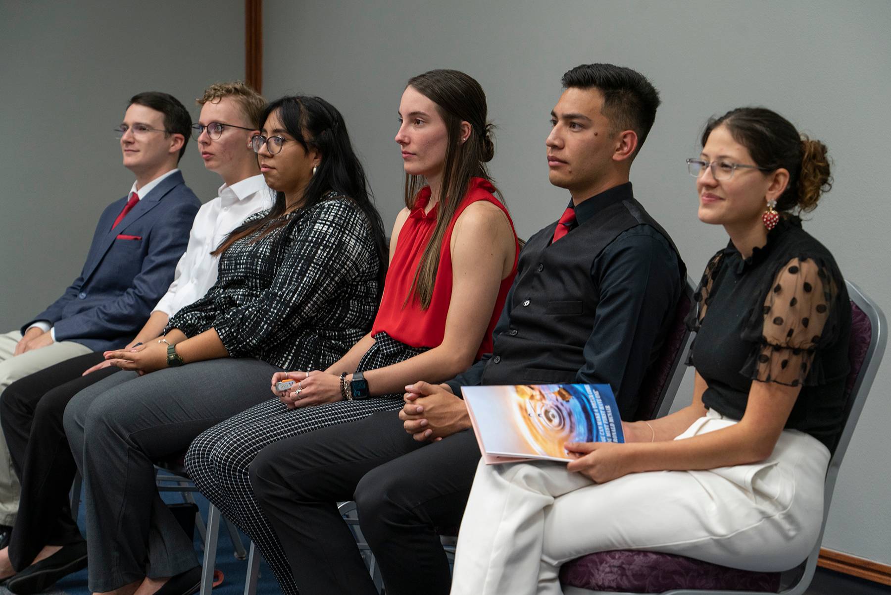 Business students prepare for presentation