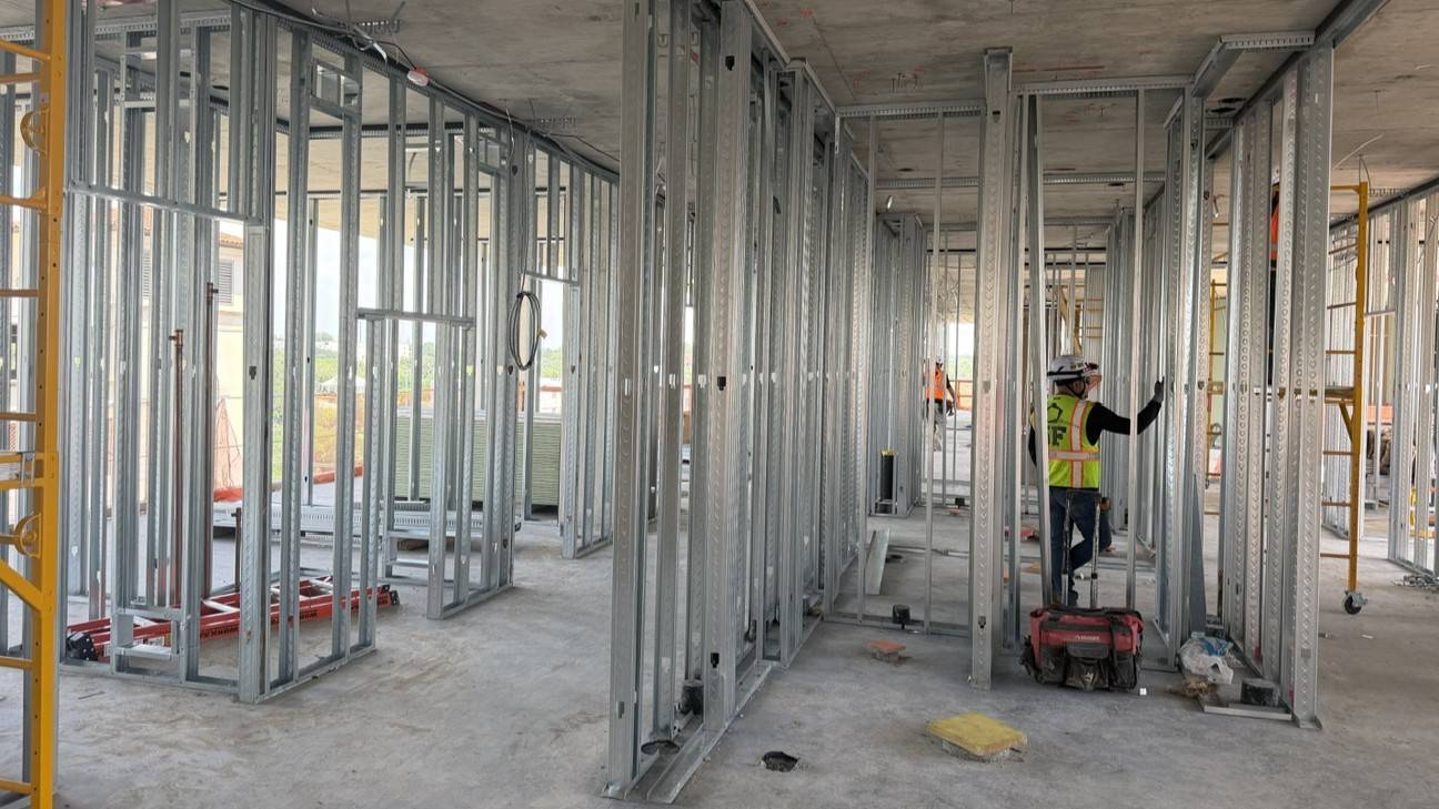 Interior framing progress.