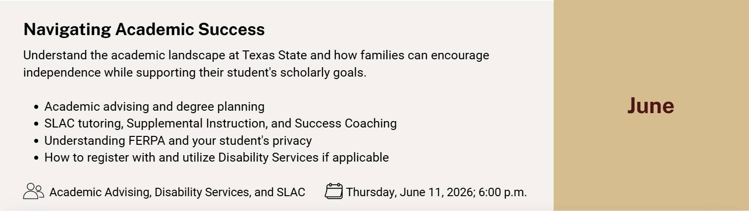 Join the New Student and Family Experiences team to kick off the monthly webinar series for incoming Bobcat families (but everyone is welcome)!