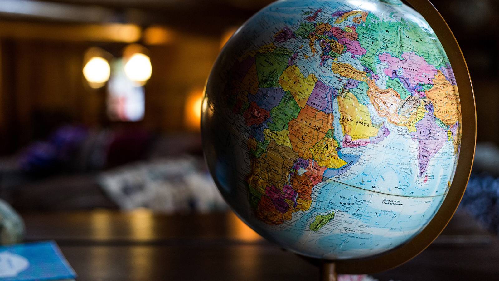 Earth globe sitting on a desk
