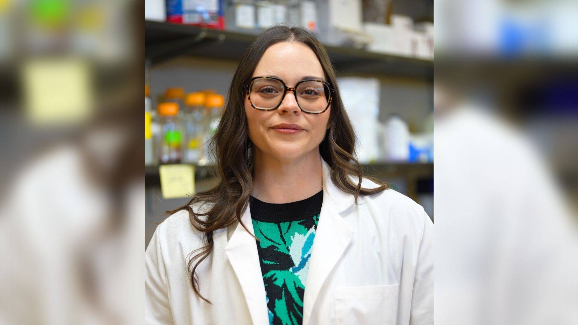 Cassandra Swanson gives an interview and works in a lab environment