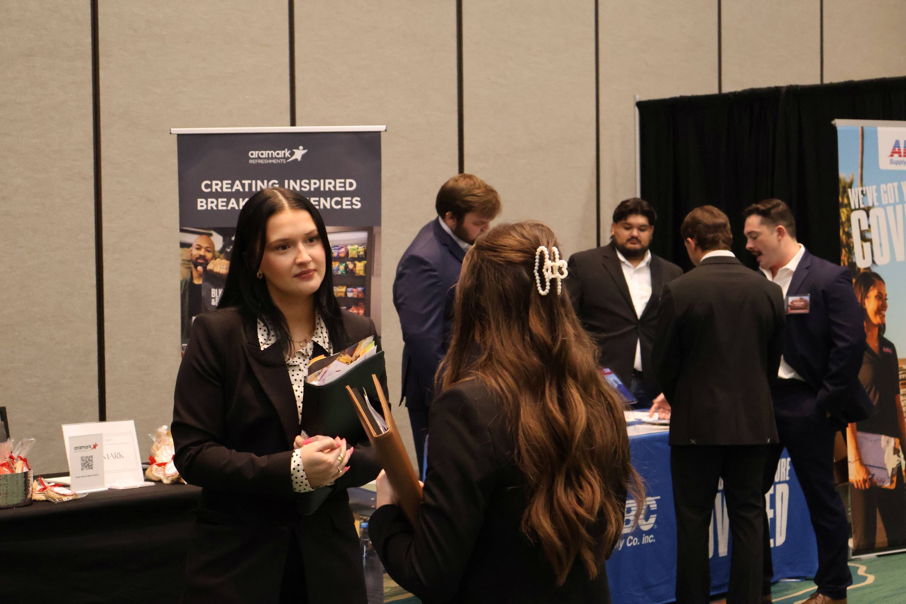 Two business professionals in conversation