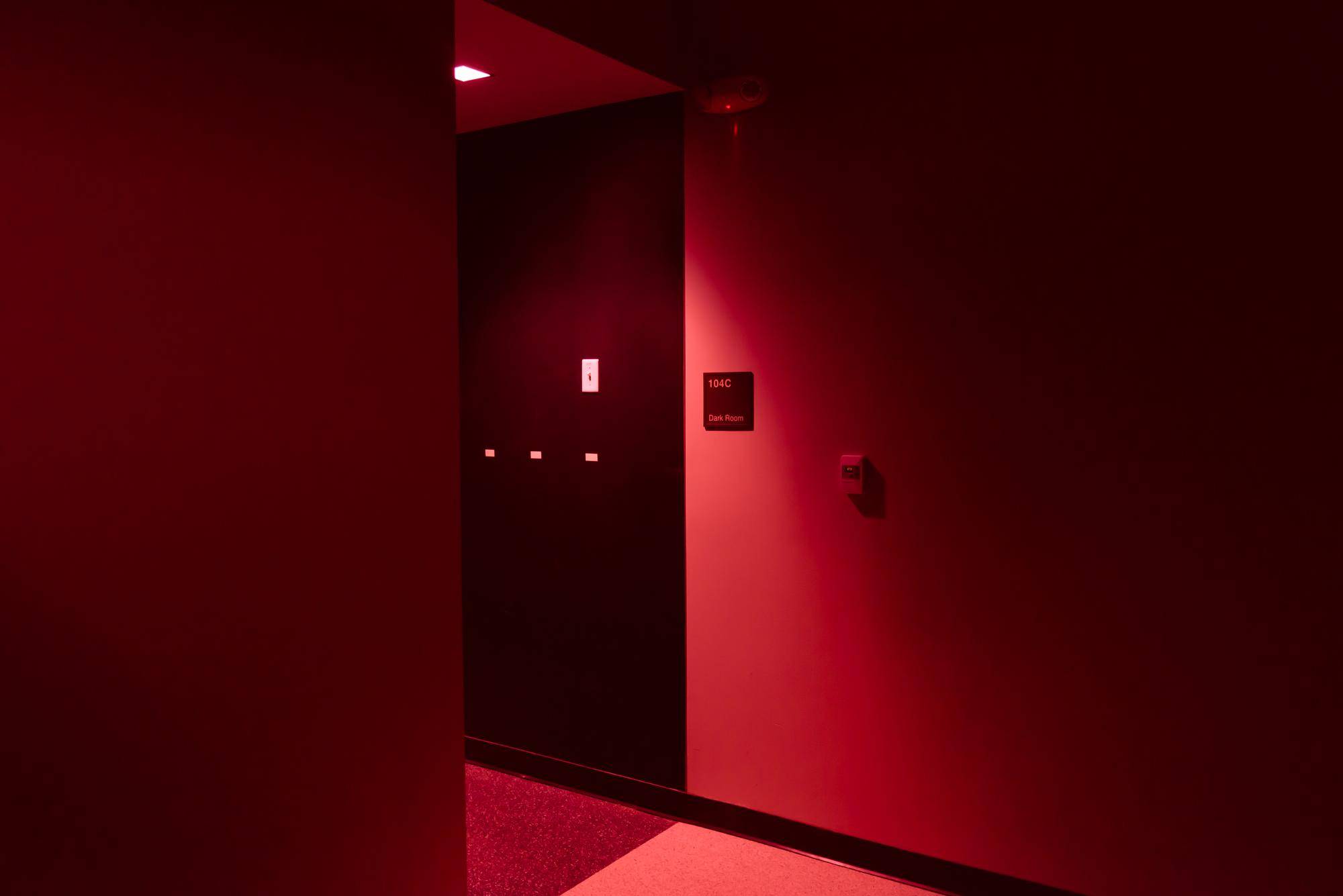 Image of photography darkroom in red light