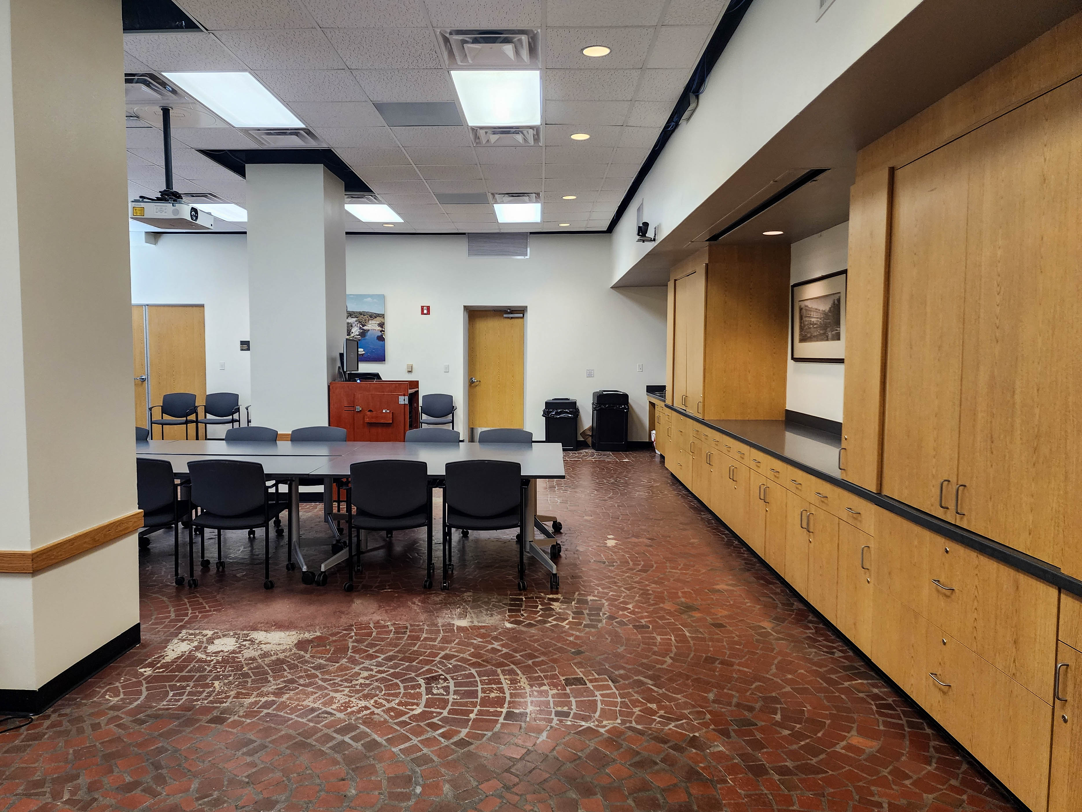 View from left wall table and stage area.