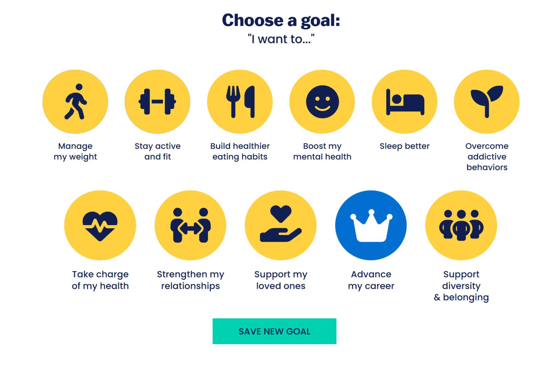 screenshot of goal selection in the lifespeak portal