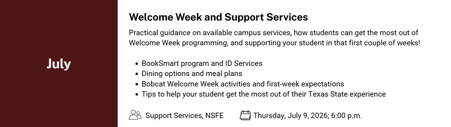 Join the New Student and Family Experiences team to kick off the monthly webinar series for incoming Bobcat families (but everyone is welcome)!