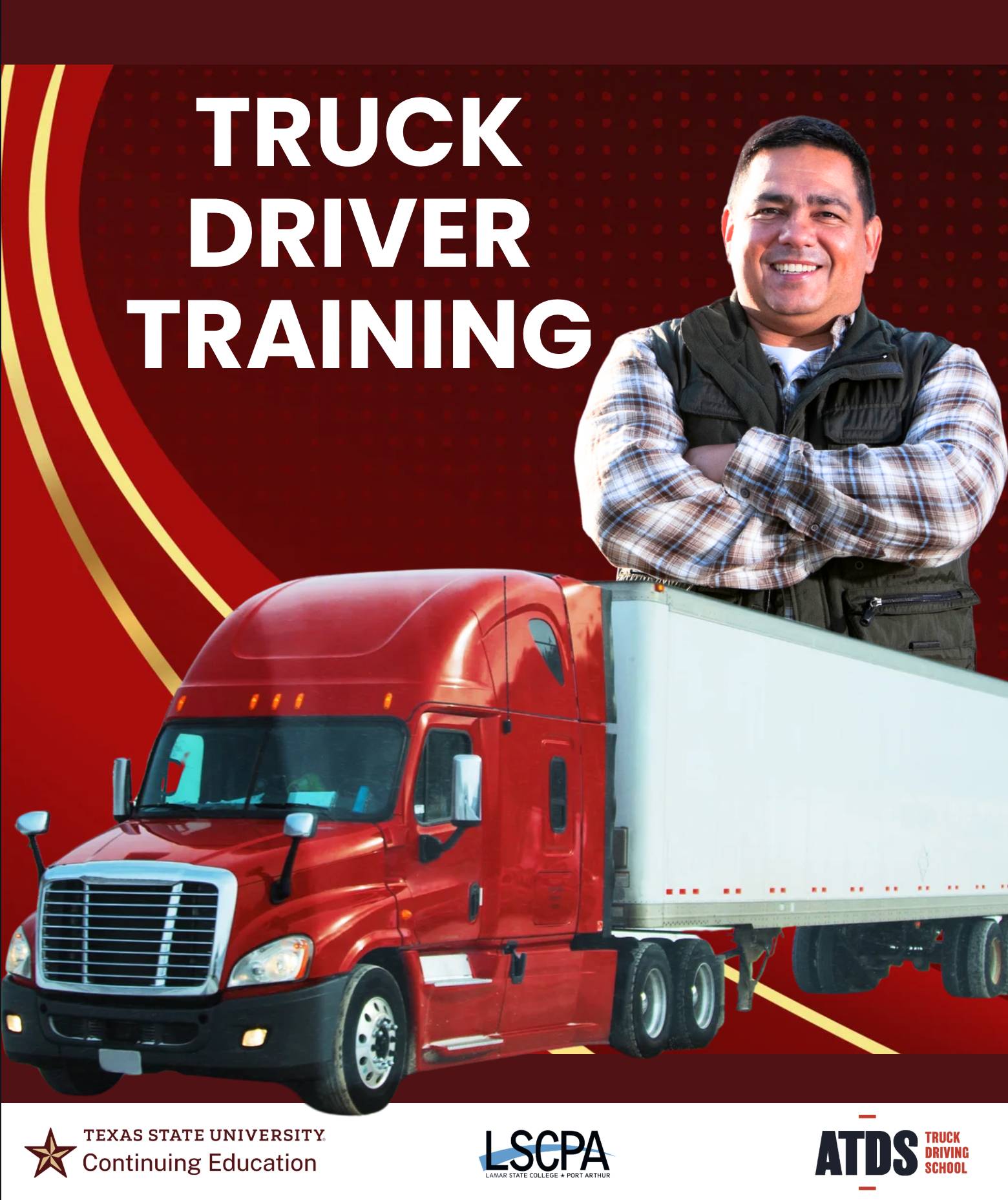 a semi truck with a man standing behind it