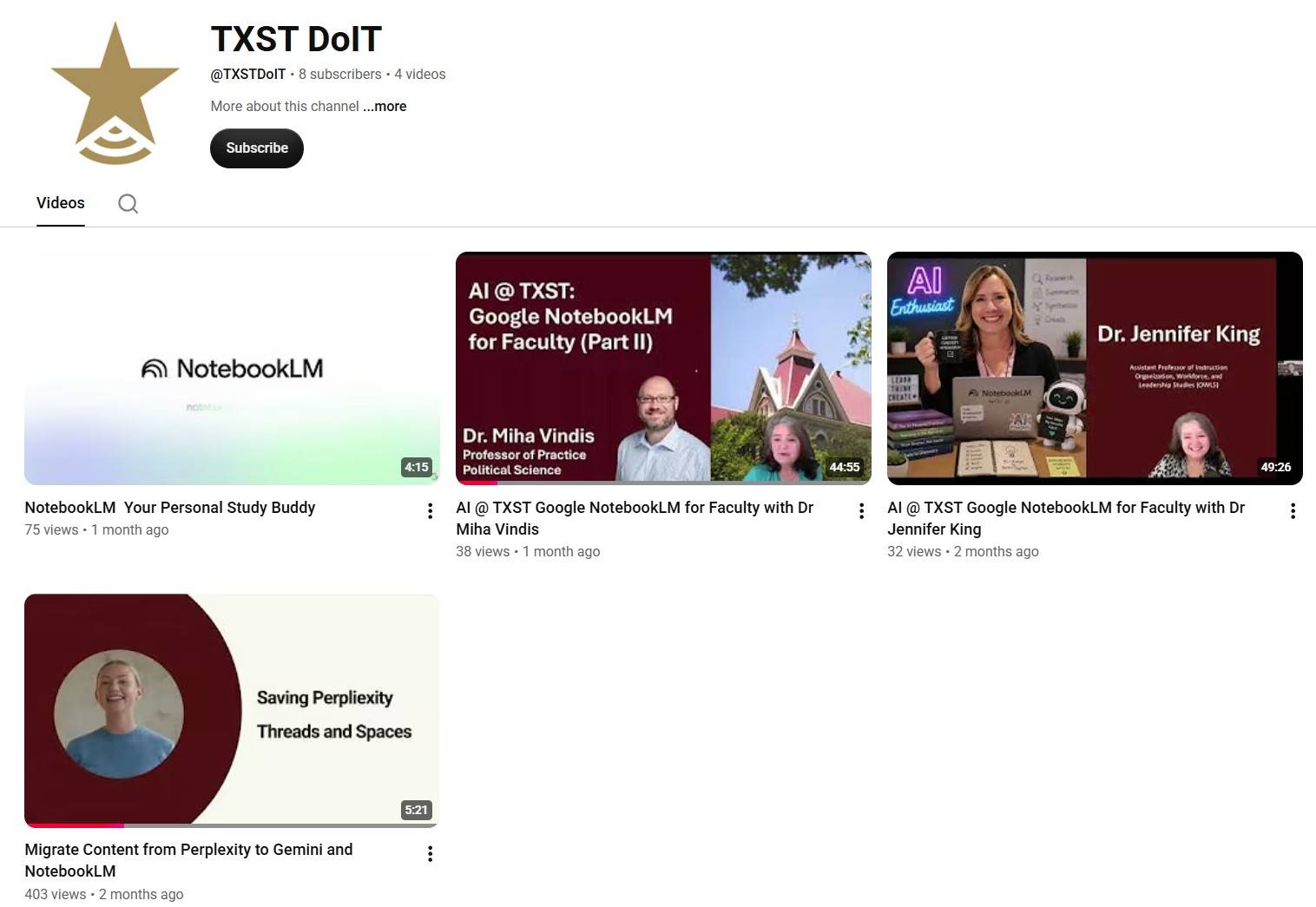 TXST DOIT YouTube page