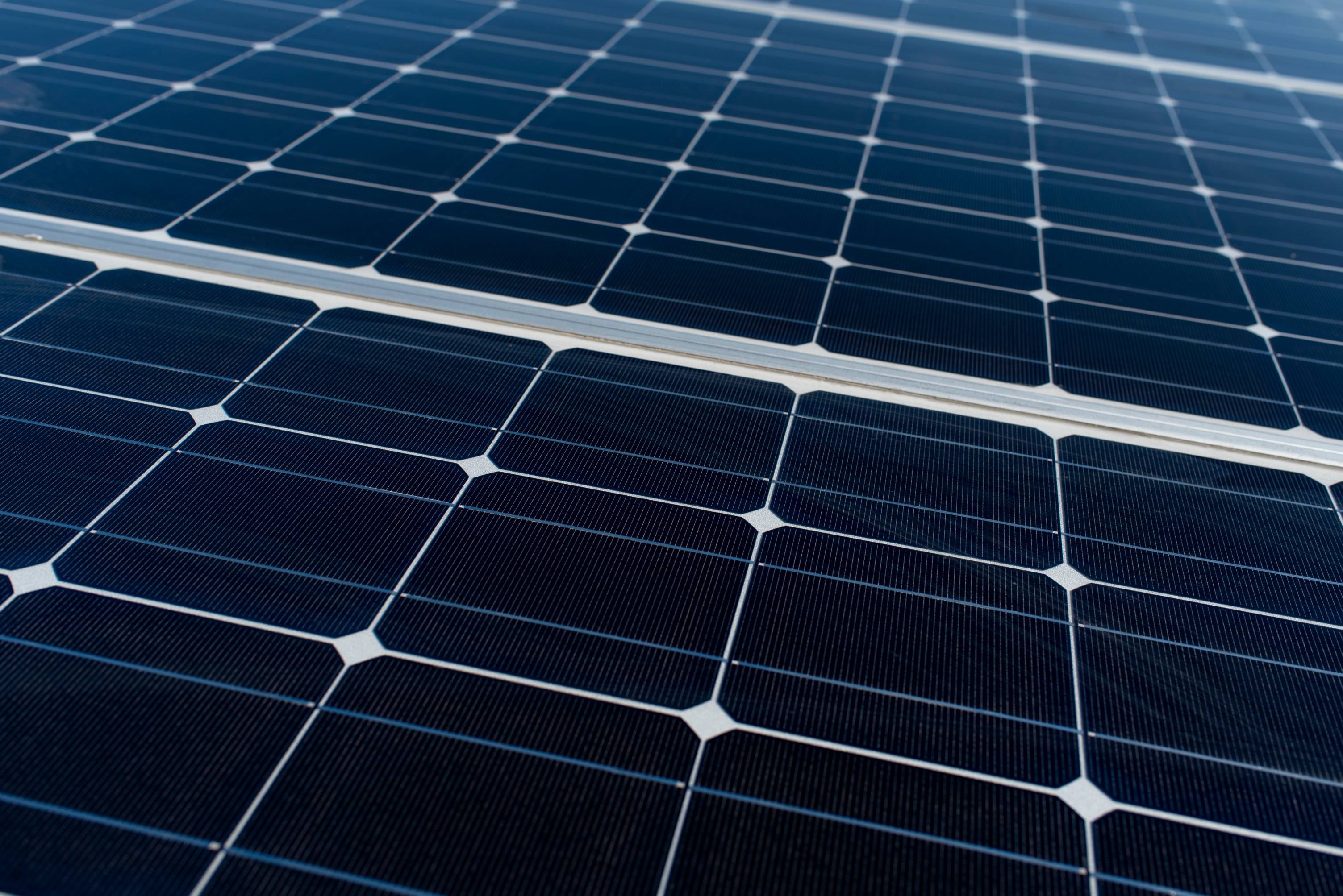 close up on solar panels