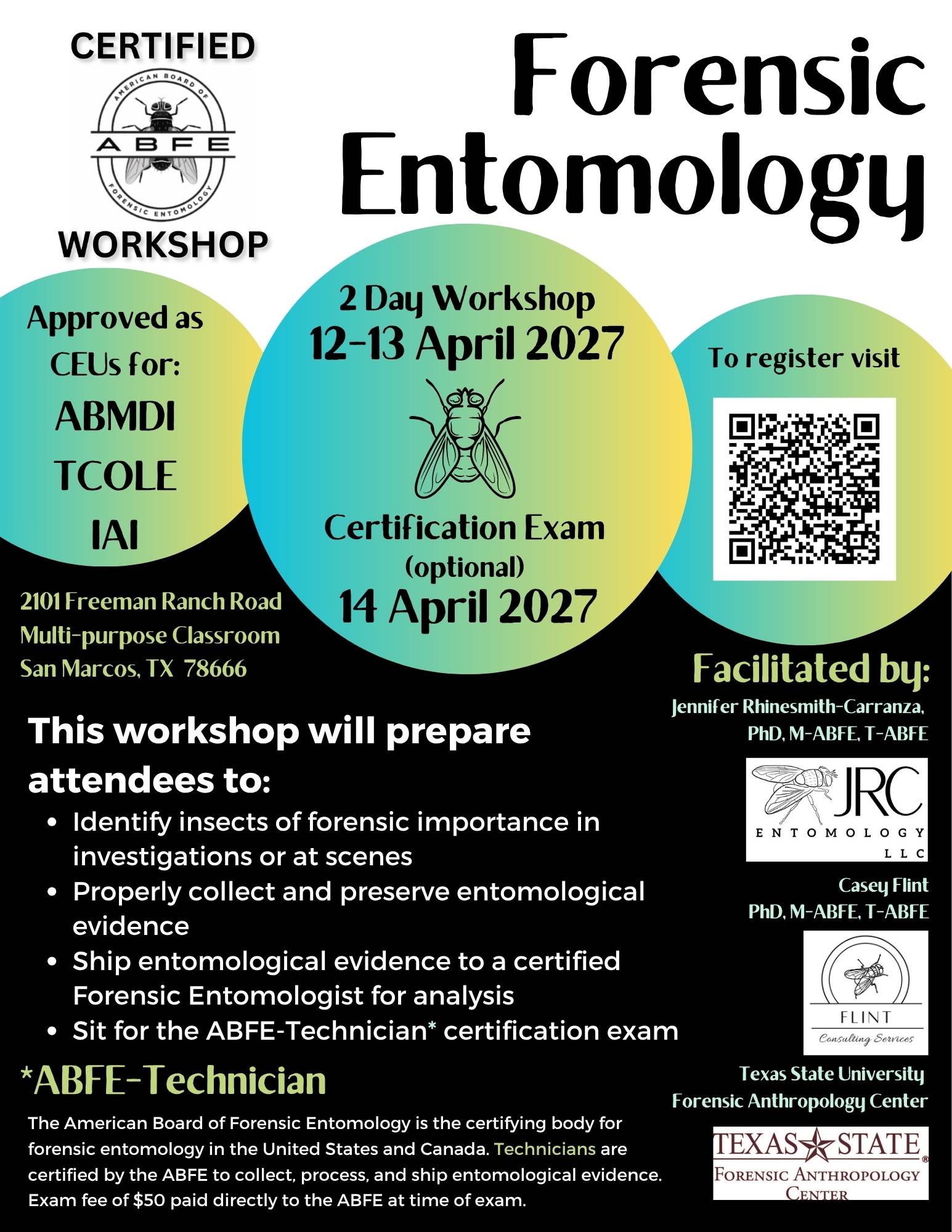 Forensic Entomology Flyer for April 12-14, 2027