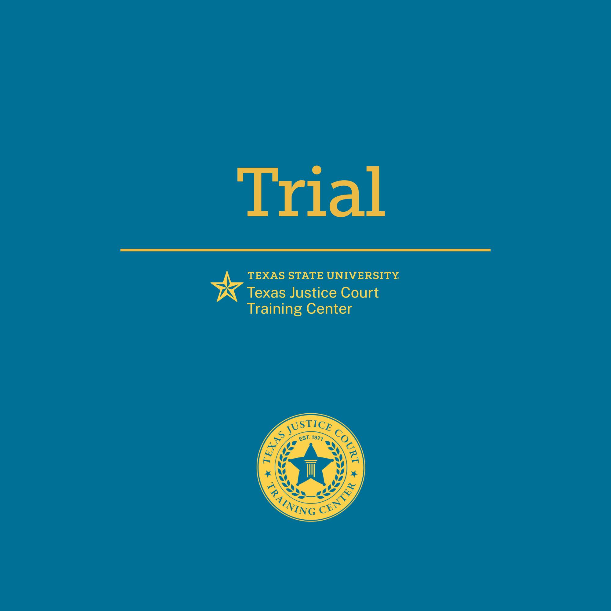 A book cover displaying the title "Trial Notebook" and the author "Texas Justice Court Training Center" 