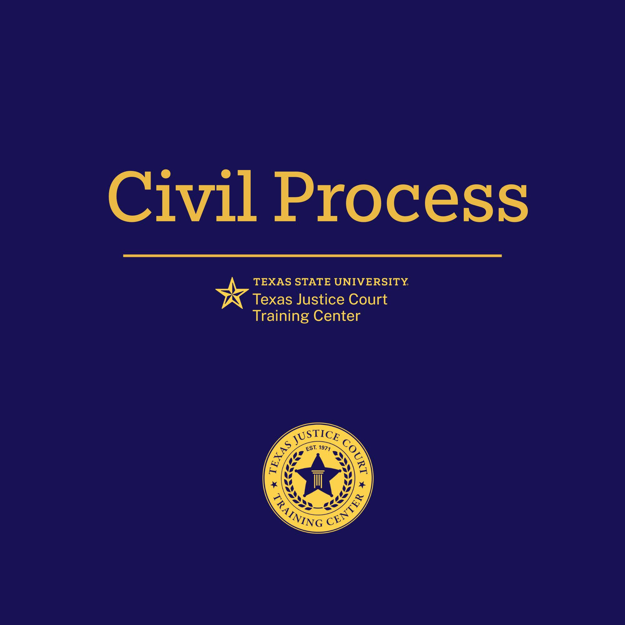 A book cover displaying the title "Texas Civil Process Field Guide" and the author "Texas Justice Court Training Center" 