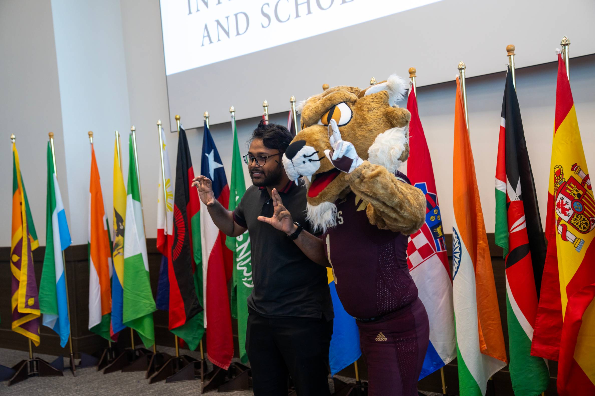 student posing with boko