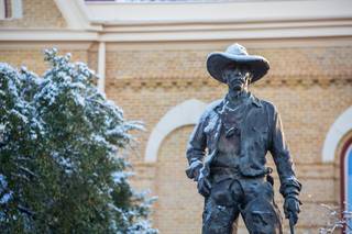 Vaquero statue on TXST campus