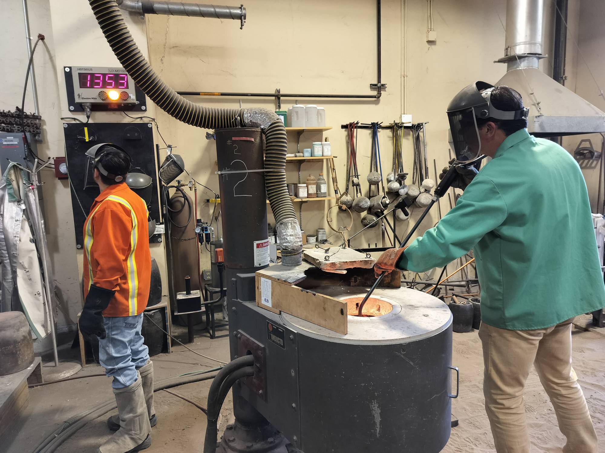mixing the molten