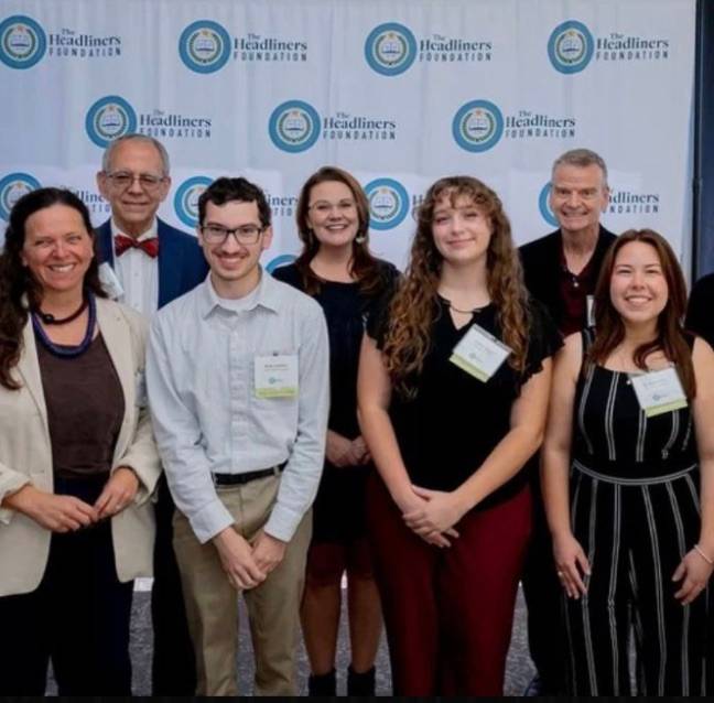 James with SJMC faculty and students at the Headliners Foundation Scholarship Luncheon