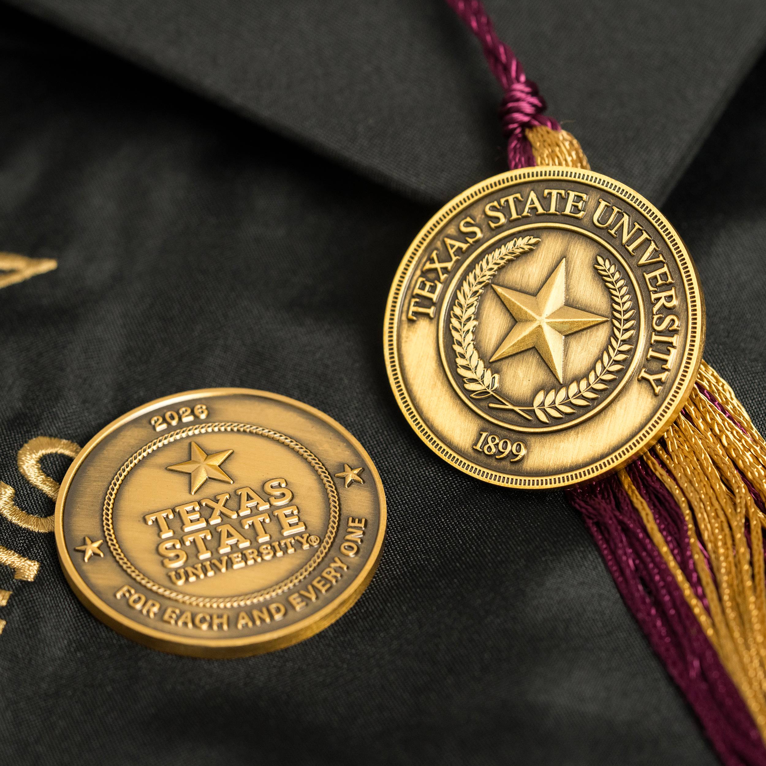 close up of gold challenge coins