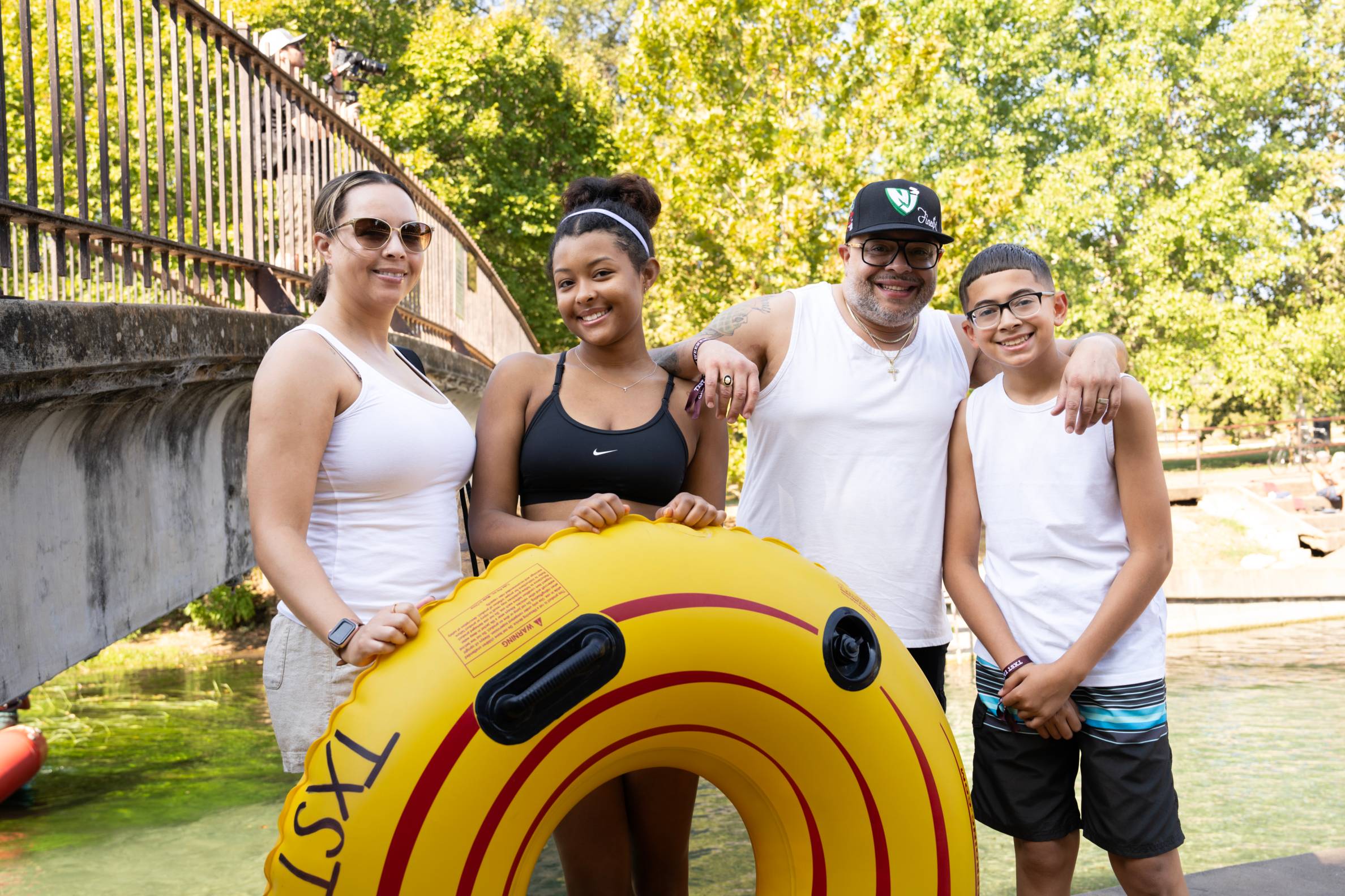 Family at Sewell park with a tube