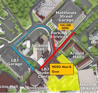 NGSO parking instructions on a map.