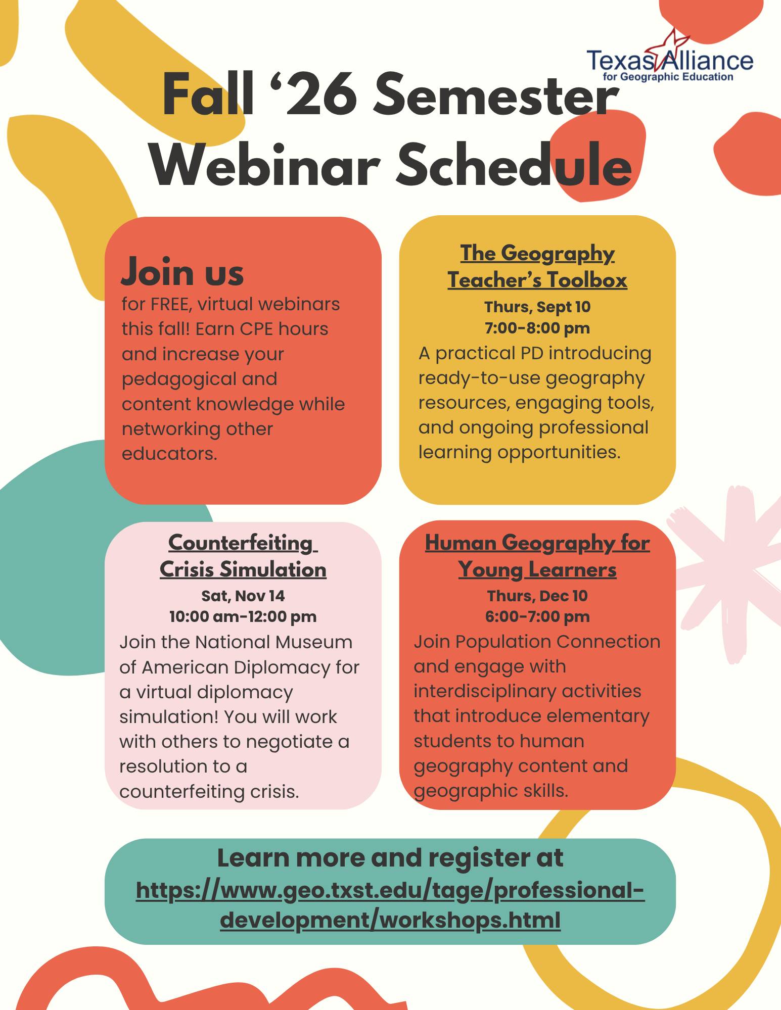 Fall 2026 Semester Webinar Schedule