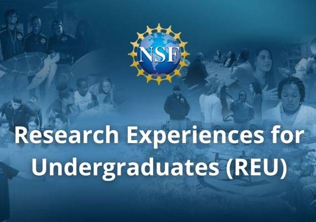 Student researchers with text "Research Experiences for Undergraduates (REU)"