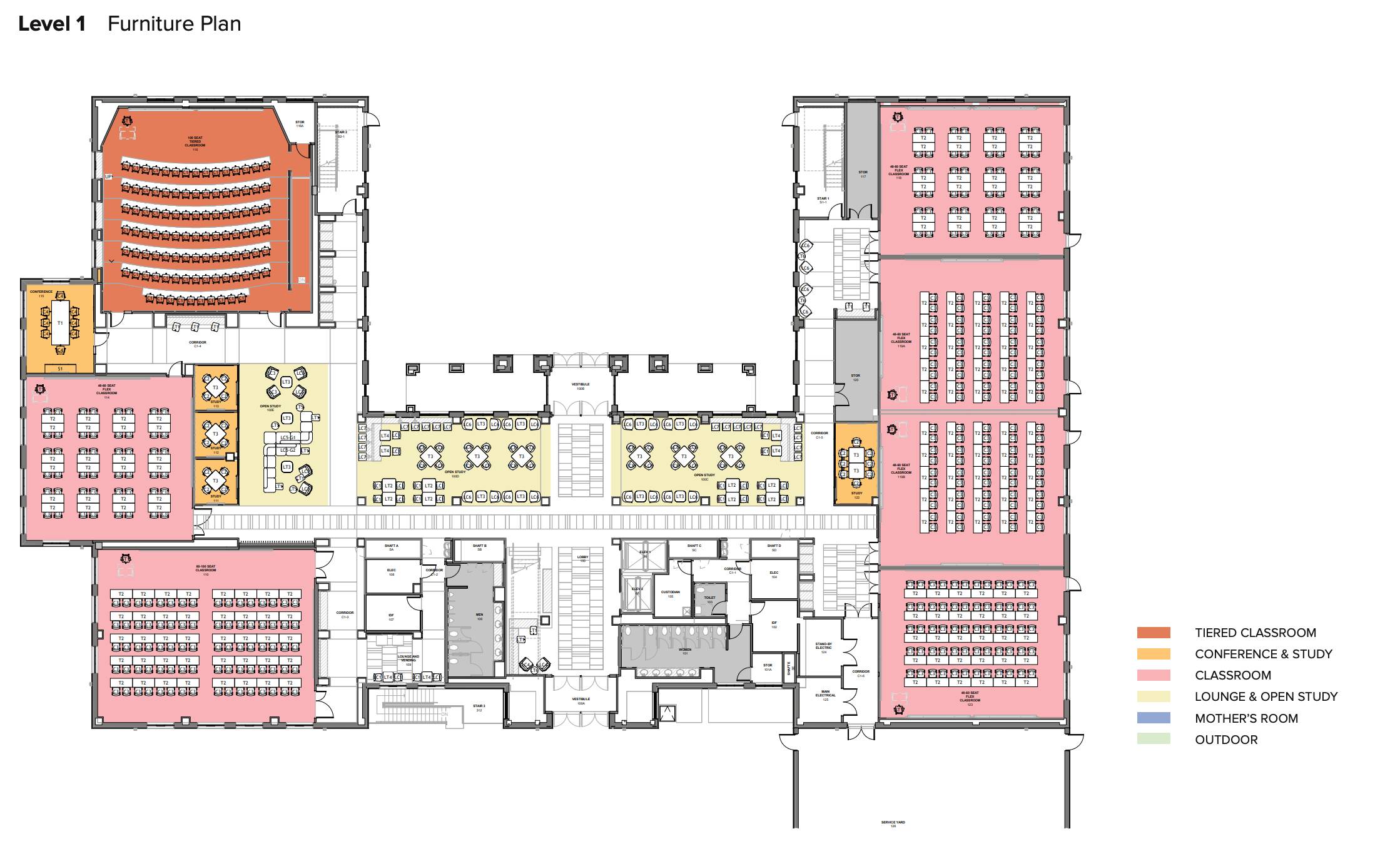 Layout of the first floor of Esperanza Hall