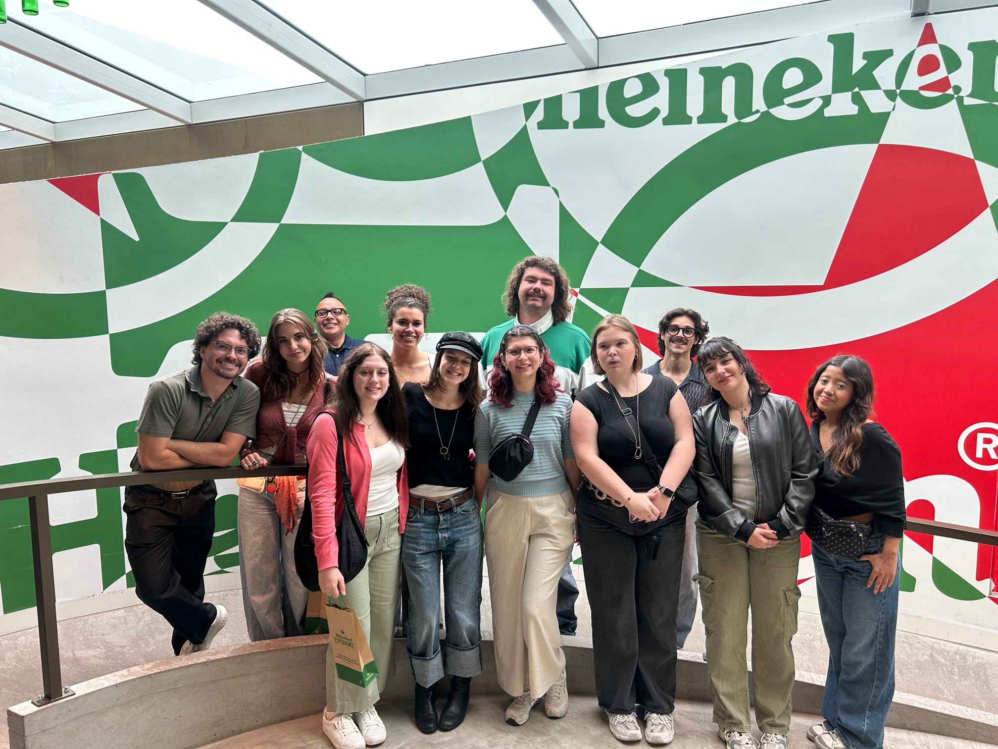 a group of texas state students and staff members the Heineken Experience - Amsterdam