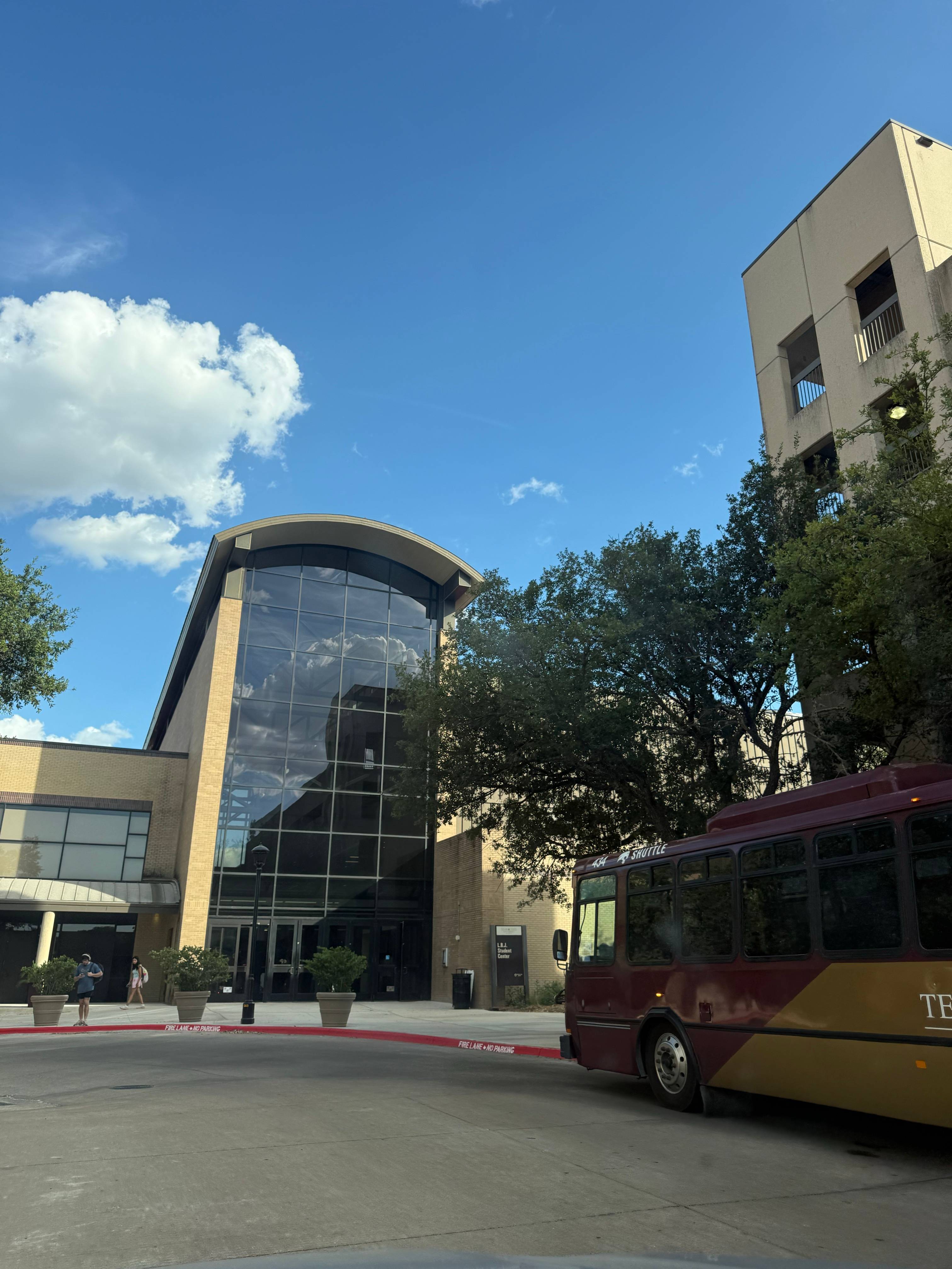 Shuttle outside of LBJ student center