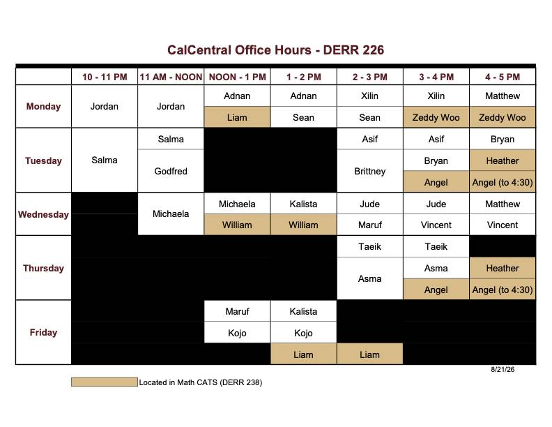 CalCentral Office Hourse