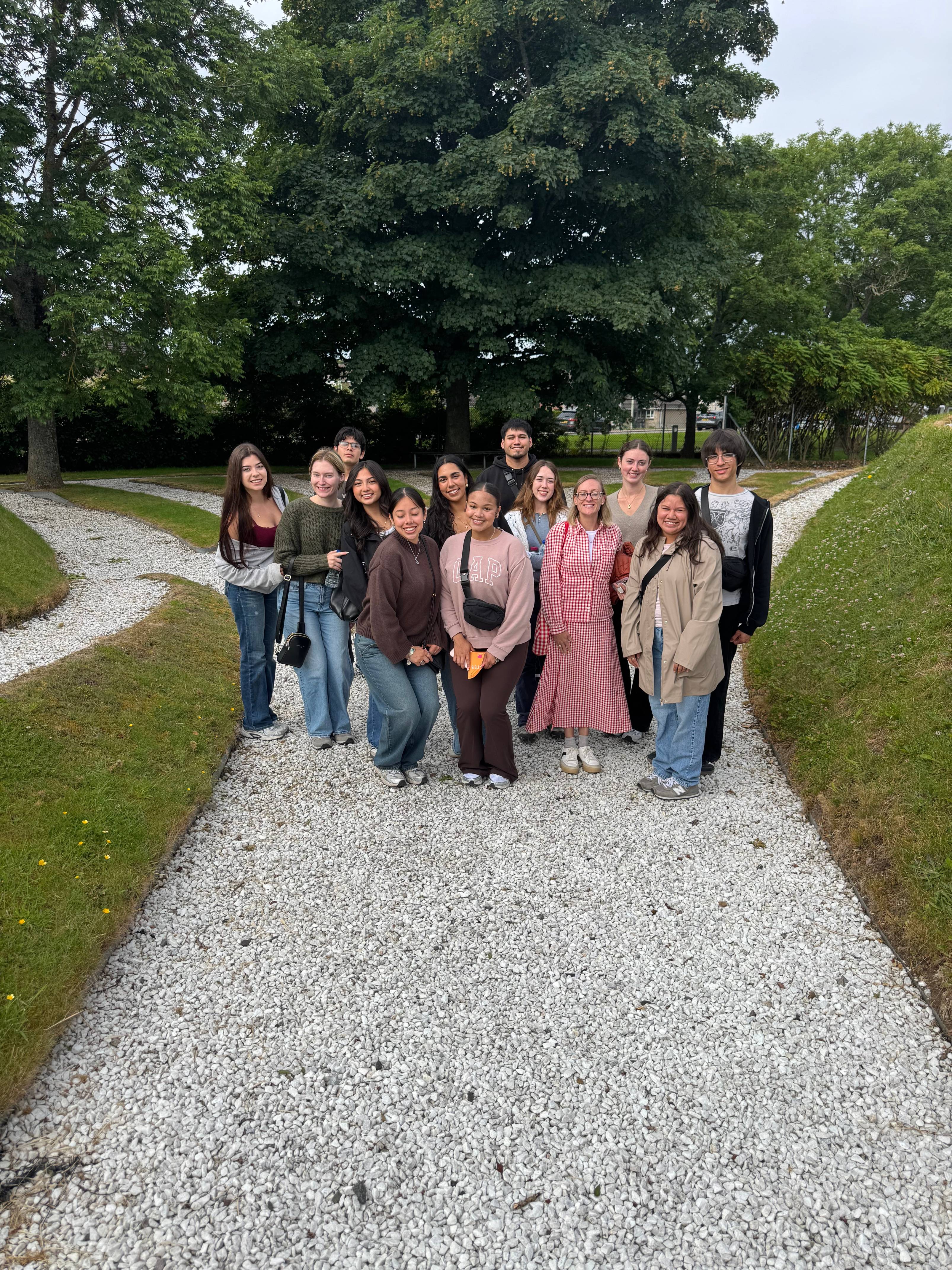 Students outside of Maggie's Cancer Support Center in Inverness, Scotland