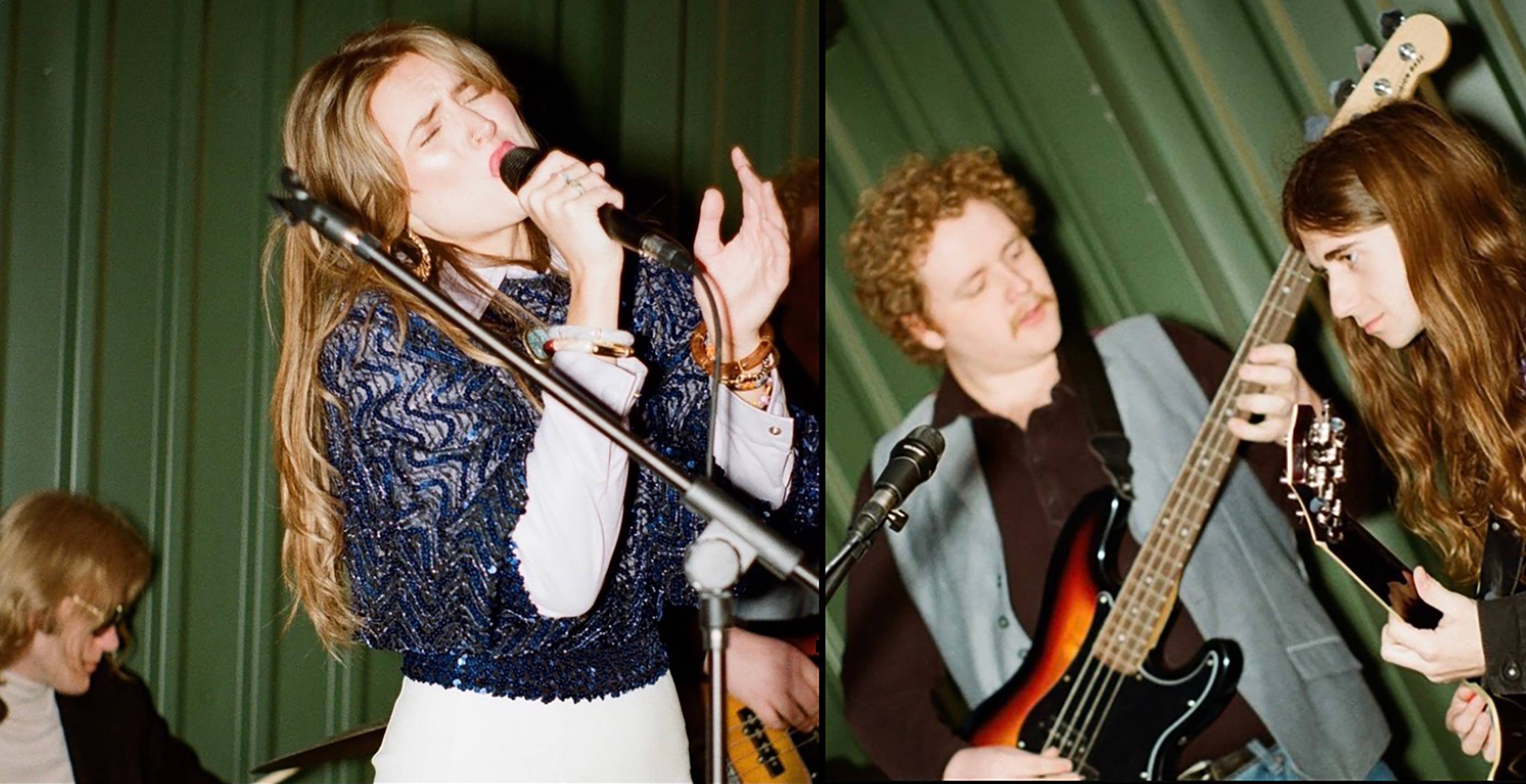 composite of different band members playing instruments or singing