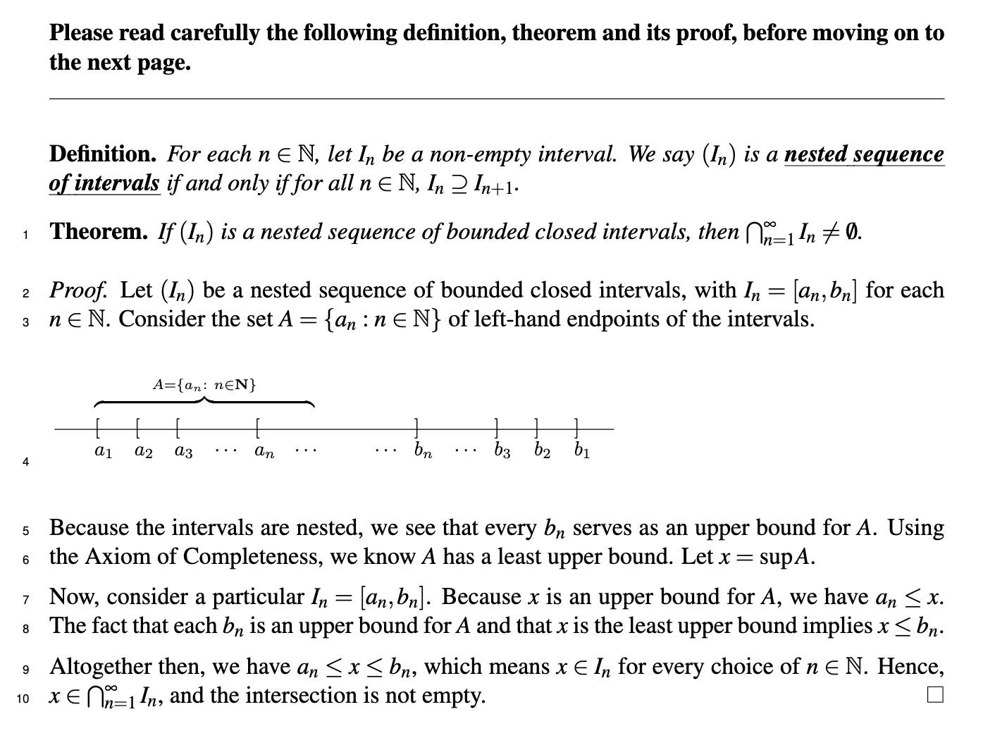 Proof from one of the Real Analysis Proof Comprehension Tests