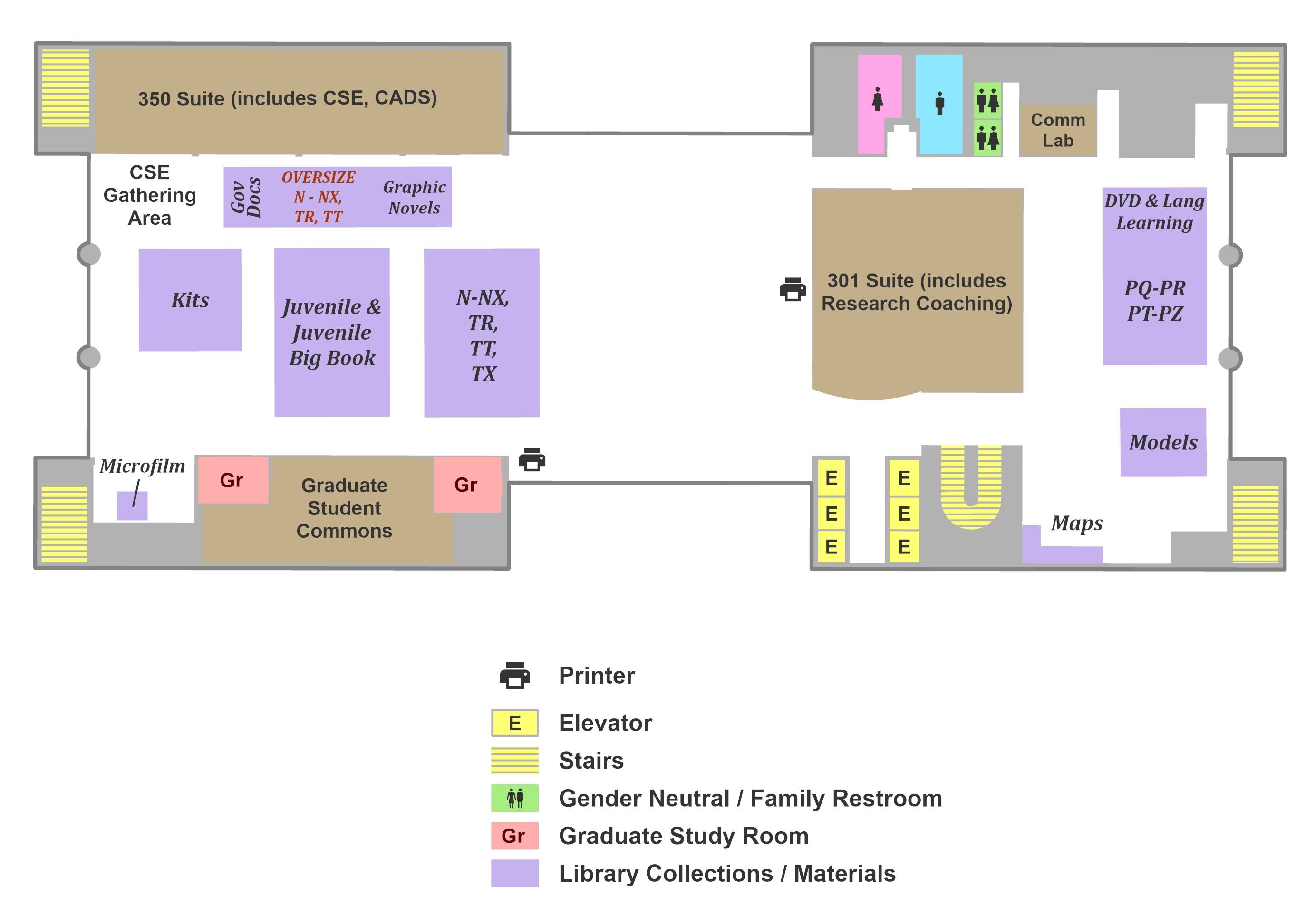 Alkek Library third floor map