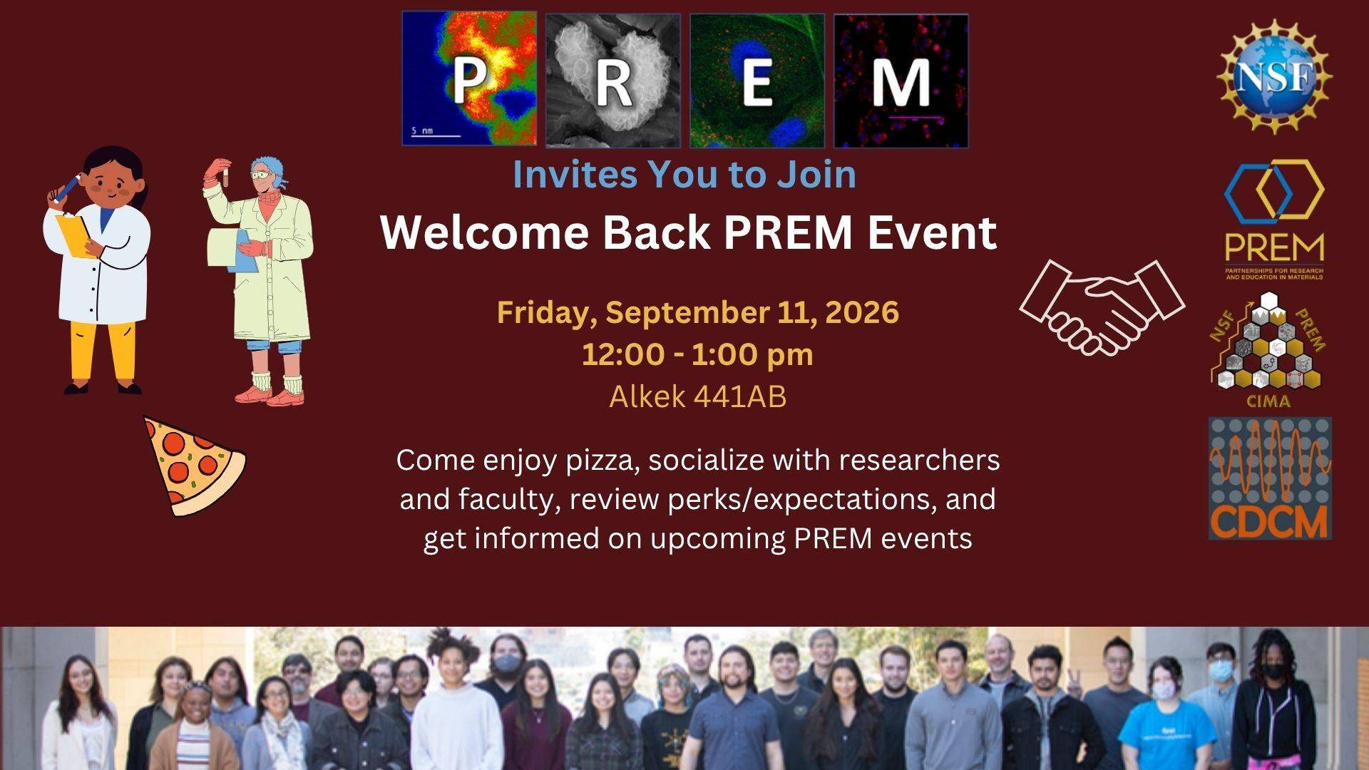 Welcome Back PREM Event Flyer