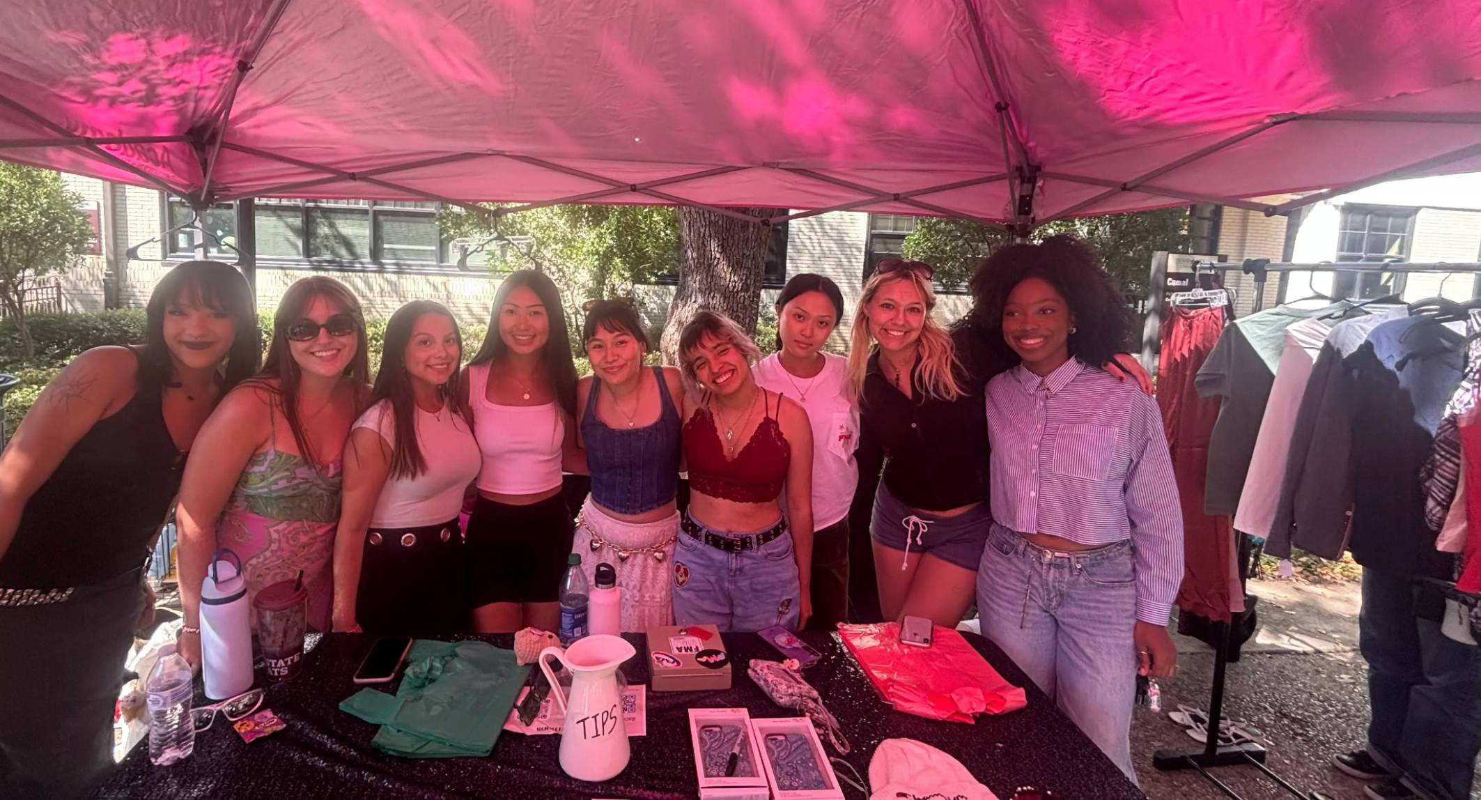 students holding a thrift event on campus