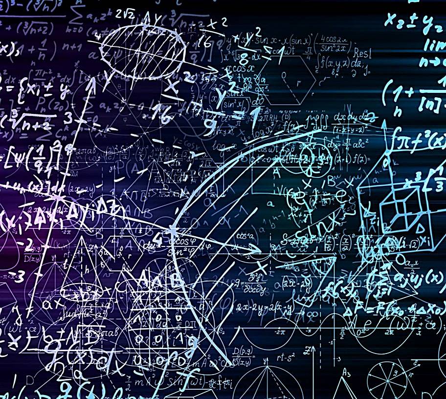 Abstract mathematical equations on black board
