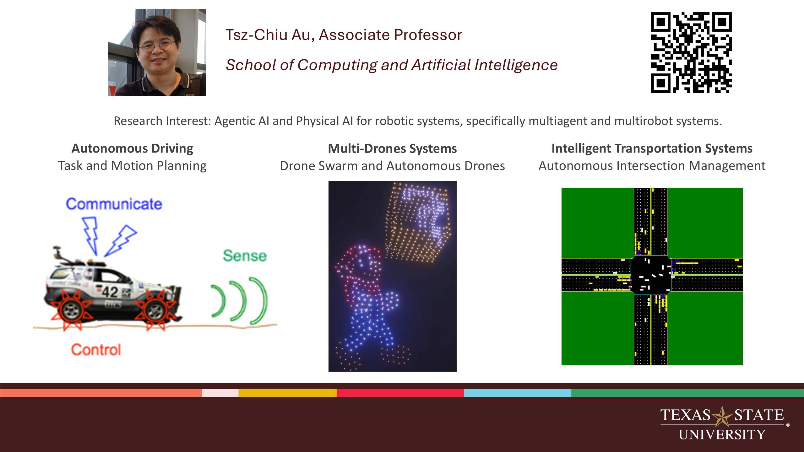 Tsz-Chiu Au's research card highlighting interest in Agentic AI and AI for robotic systems
