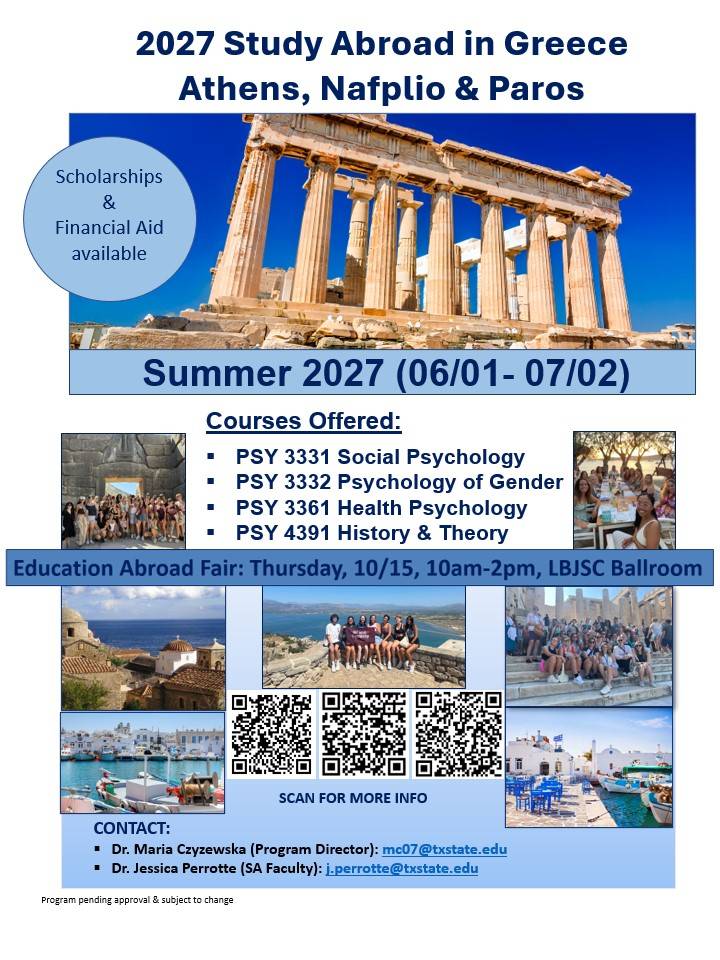 Summer 2027 Study Abroad Greece Flyer